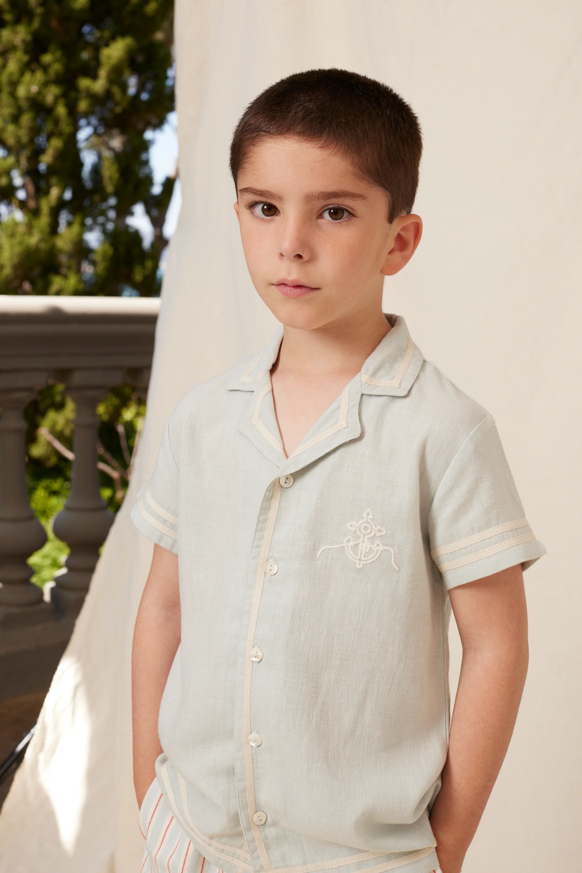 BEBE ORGANIC POWDER BLUE ANCHOR SHIRT [FINAL SALE] - Image 2