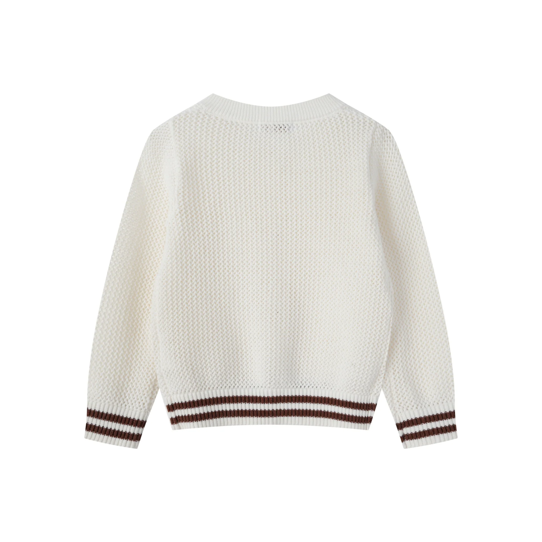 COCO BLANC CREAM/BROWN CROCHET TRIM CARDIGAN [FINAL SALE] - Image 2