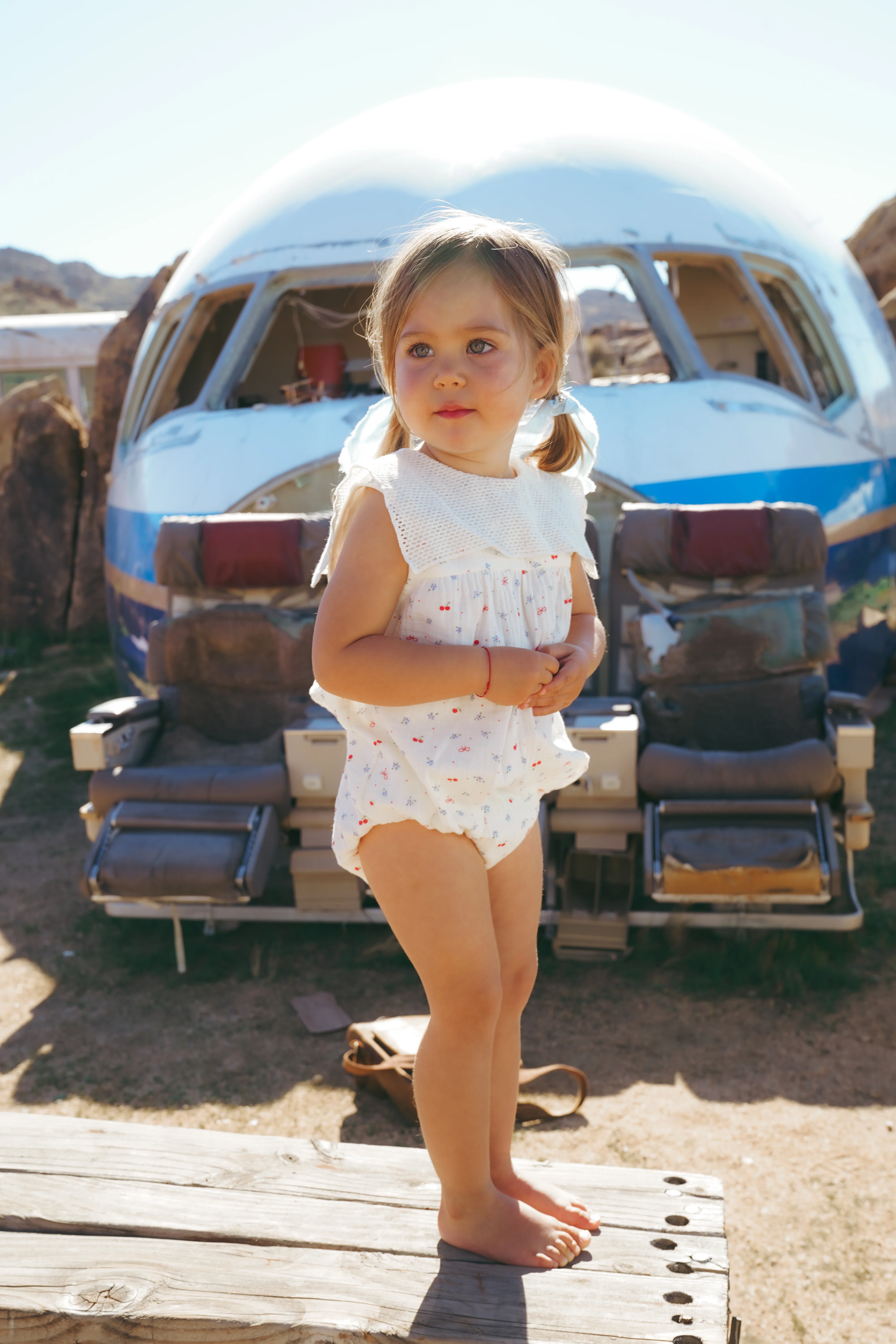 COCO BLANC IVORY GAUZE CHERRY PRINT ROMPER [FINAL SALE] - Image 2