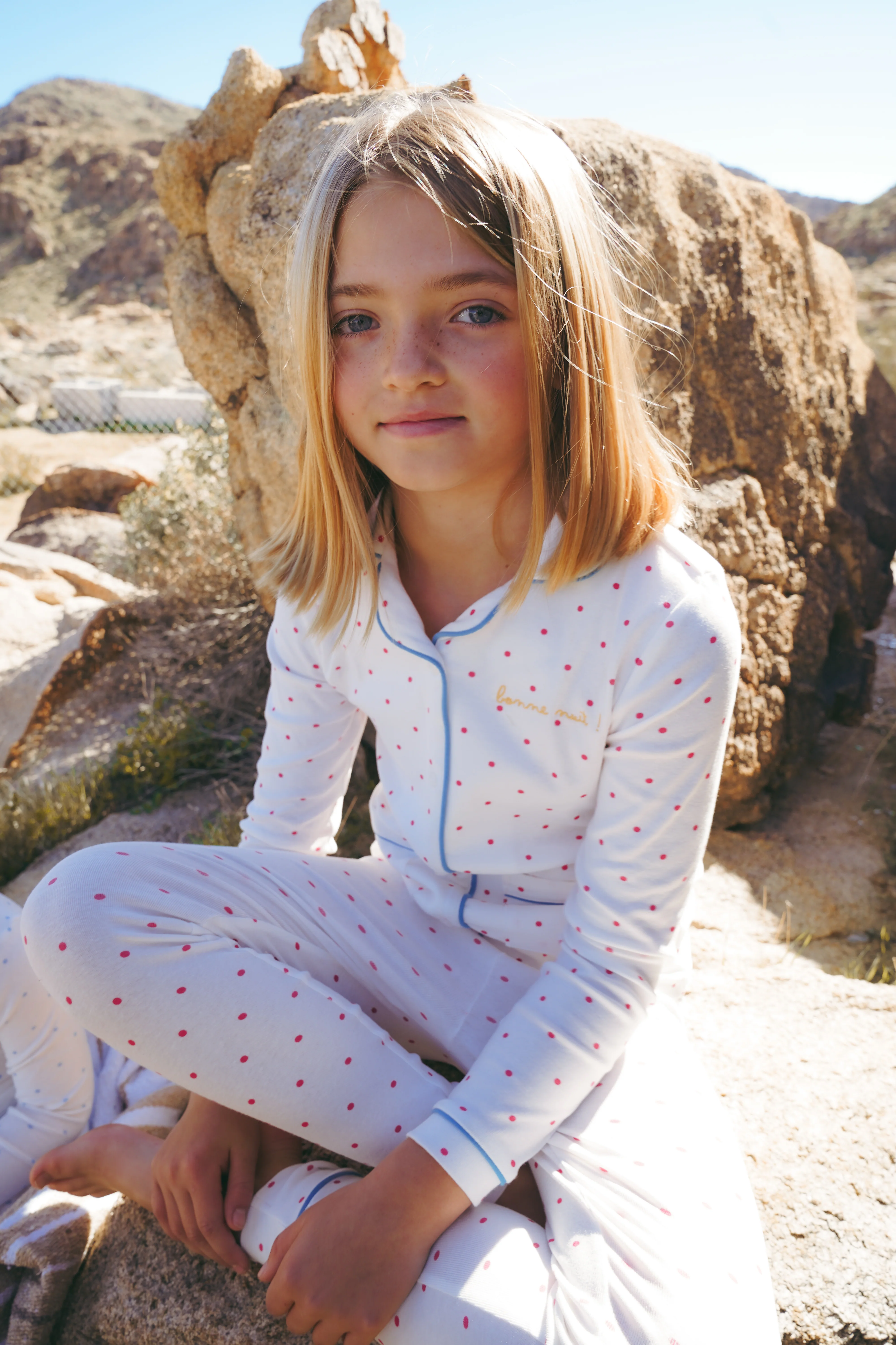 COCO BLANC WHITE/PINK DOTTED PAJAMA SET [FINAL SALE] - Image 2