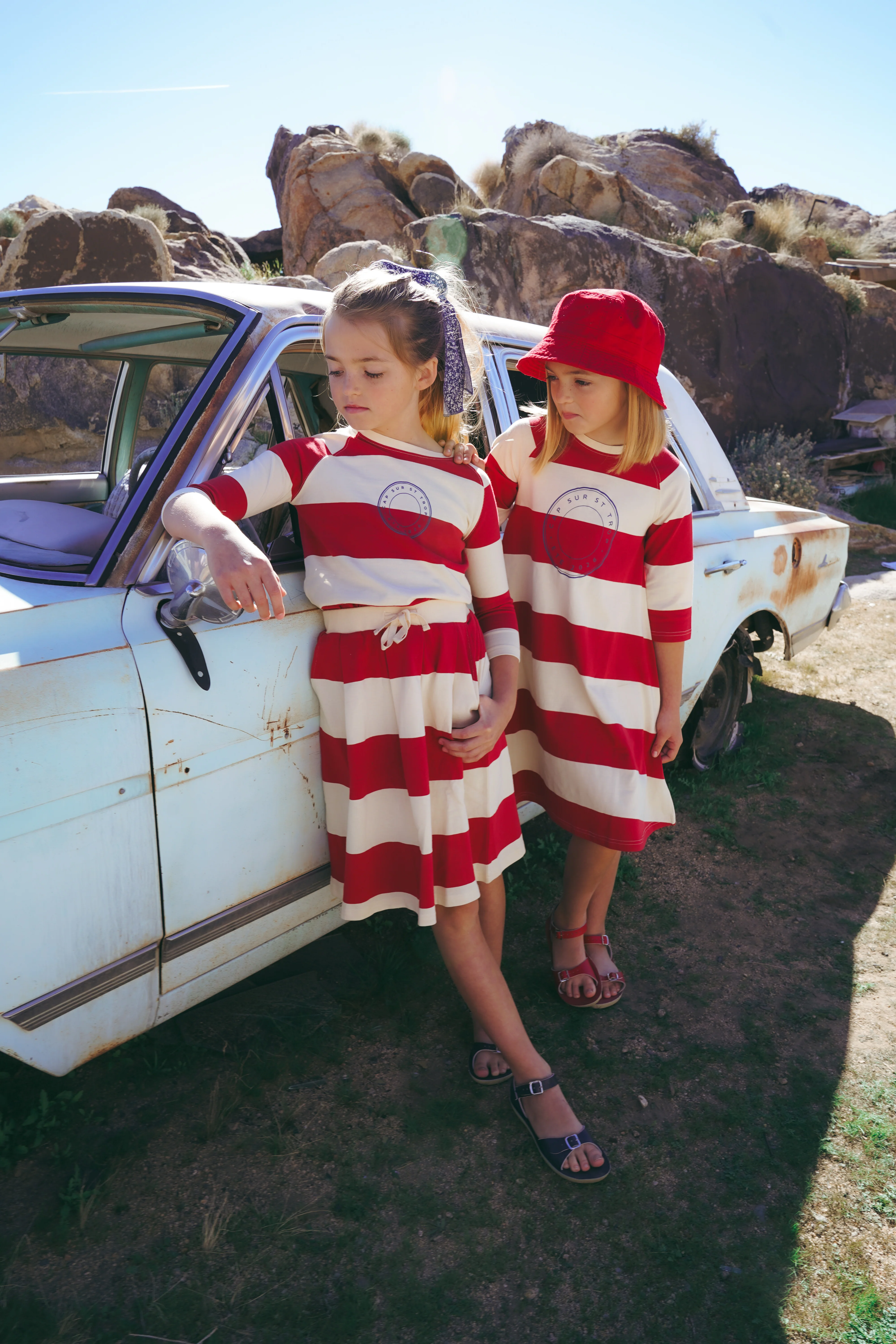 COCO BLANC RED WIDE STRIPE SKIRT [FINAL SALE] - Image 2