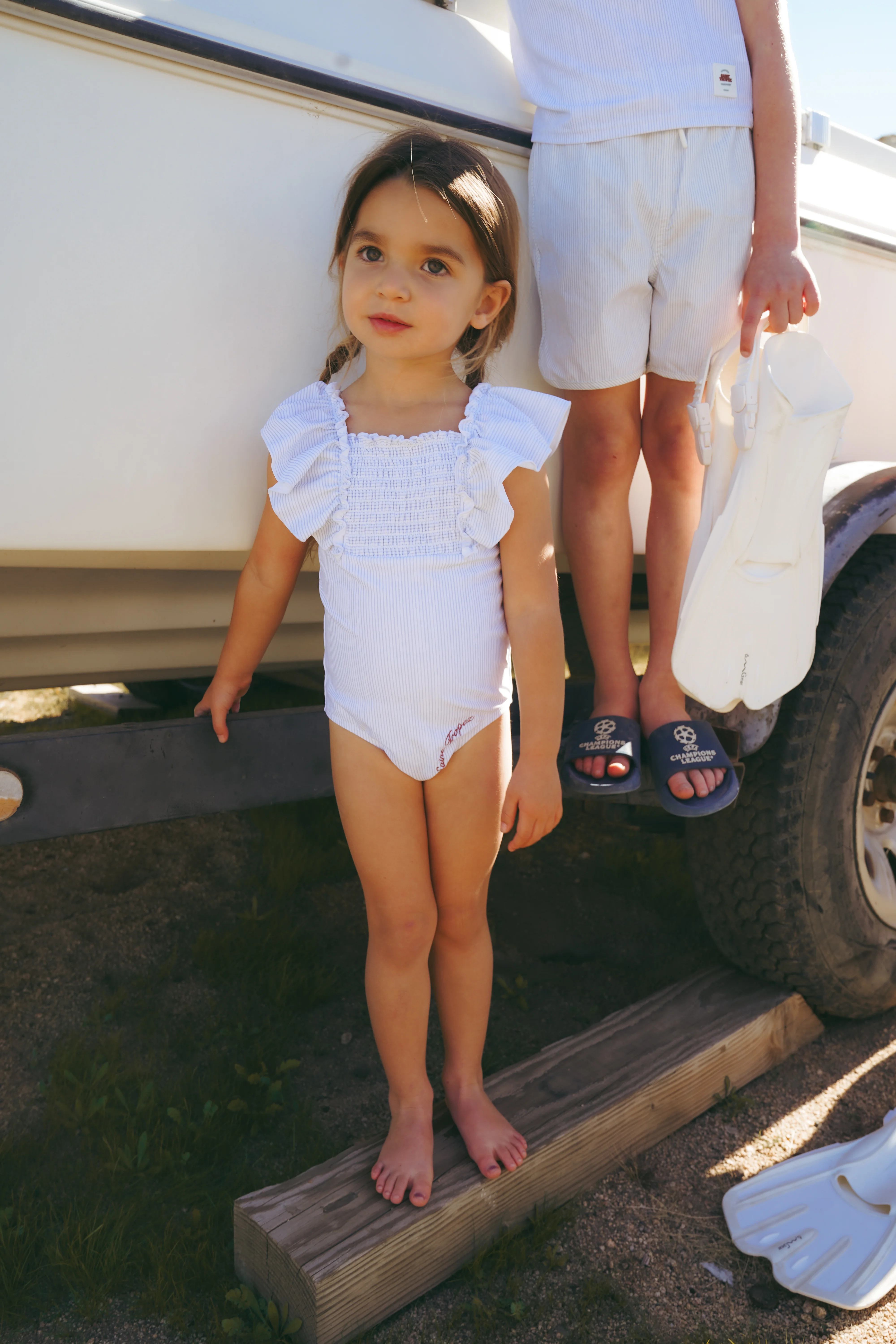 COCO BLANC STRIPE RUCHED SWIMSUIT - Image 3