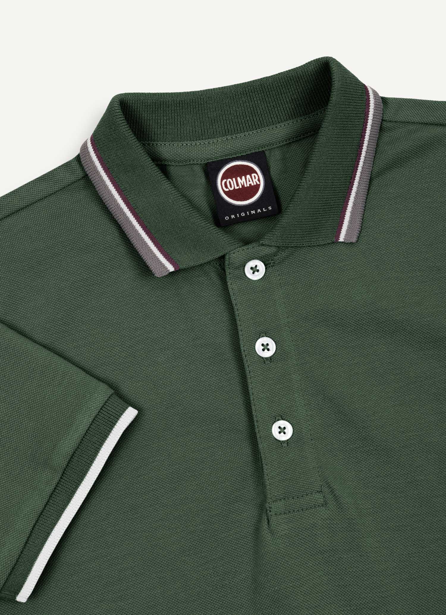COLMAR HUNTER GREEN STRIPE TRIM POLO T-SHIRT [FINAL SALE] - Image 2