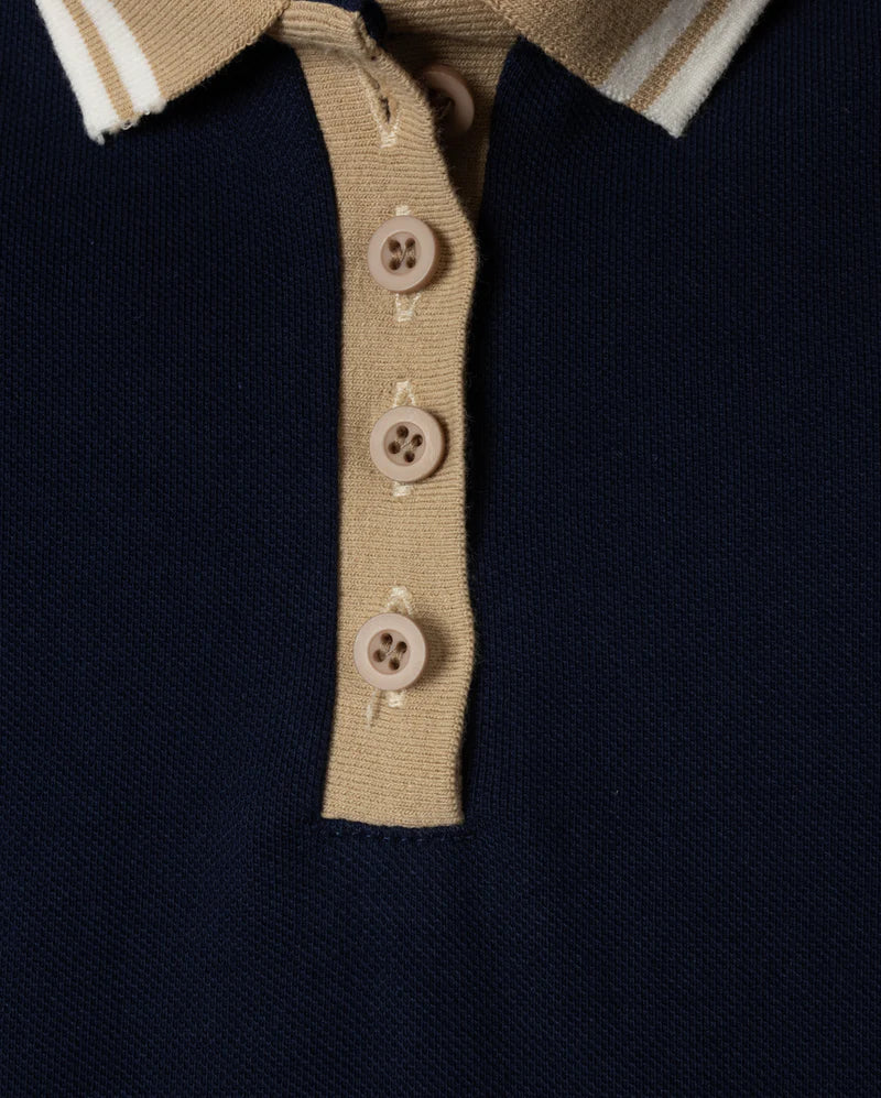 DUKE + PORT NAVY STRIPED TRIM PIQUE POLO [FINAL SALE] - Image 2