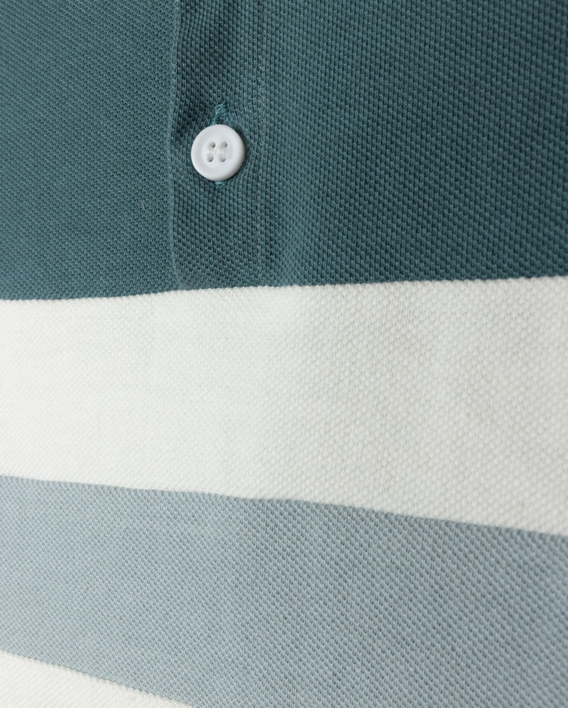 DUKE + PORT TEAL PIQUE STRIPE POLO [FINAL SALE] - Image 2