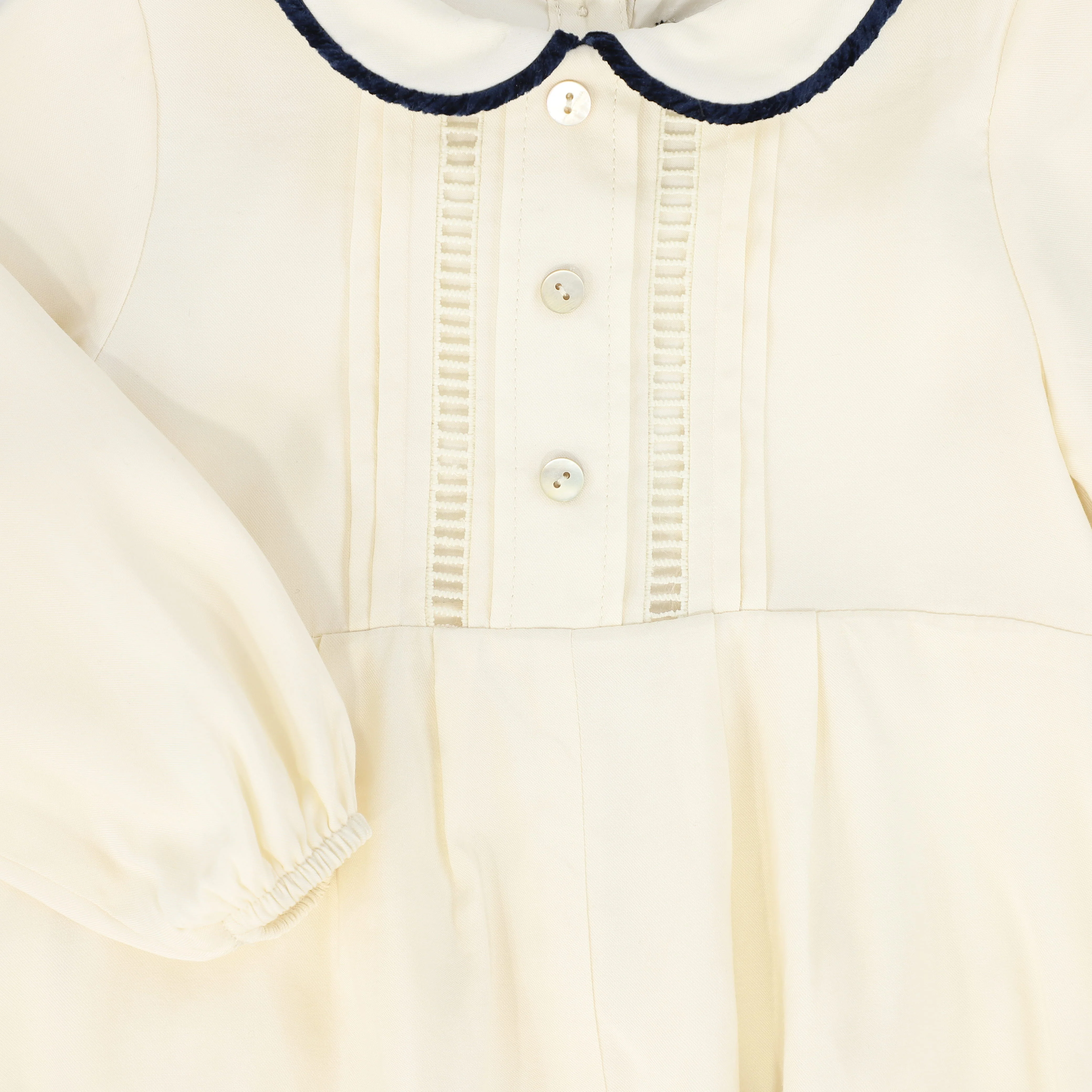 FRANCESCA GUILIANO CREAM/BLUE VELVET PIPED ROMPER [FINAL SALE] - Image 3