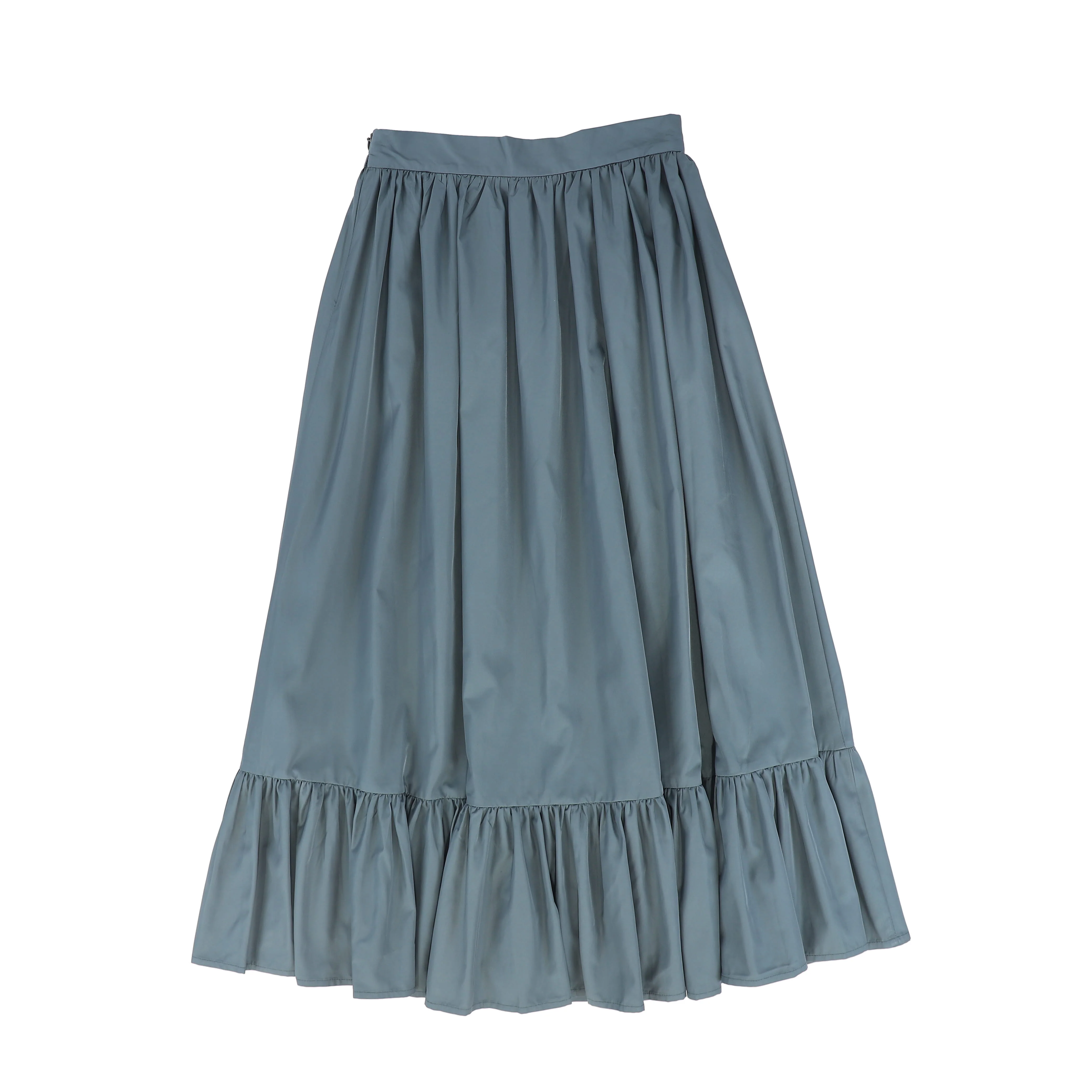 FRANCESCA GUILIANO DUSTY BLUE GATHERED TIER MAXI SKIRT [FINAL SALE] - Image 2