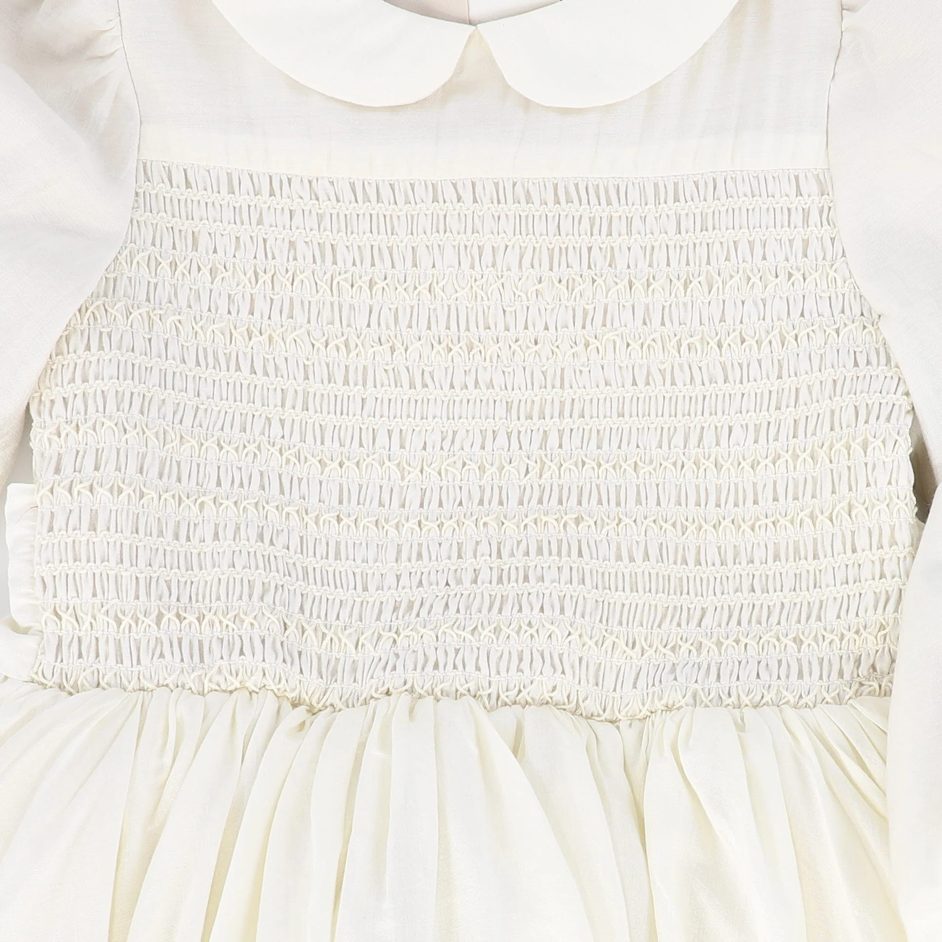 FRANCESCA GUILIANO CREAM SMOCKED COLLAR GOWN [FINAL SALE] - Image 2