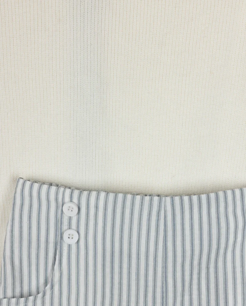 HARPER JAMES IVORY/BLUE STRIPE KNIT SHORTS SET [FINAL SALE] - Image 2