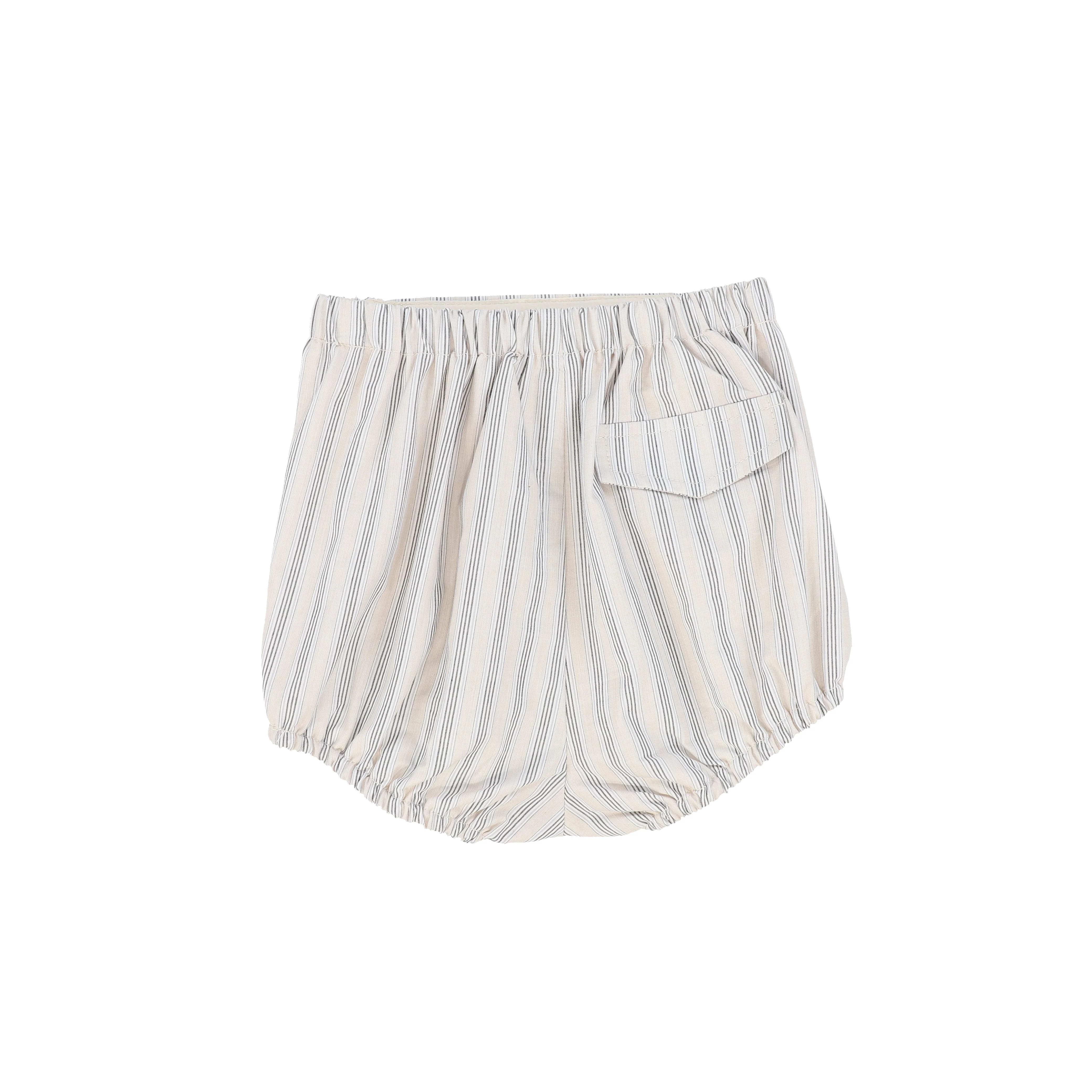 LE BOURDON BEIGE DOUBLE STRIPE BUTTON BLOOMERS [FINAL SALE] - Image 2
