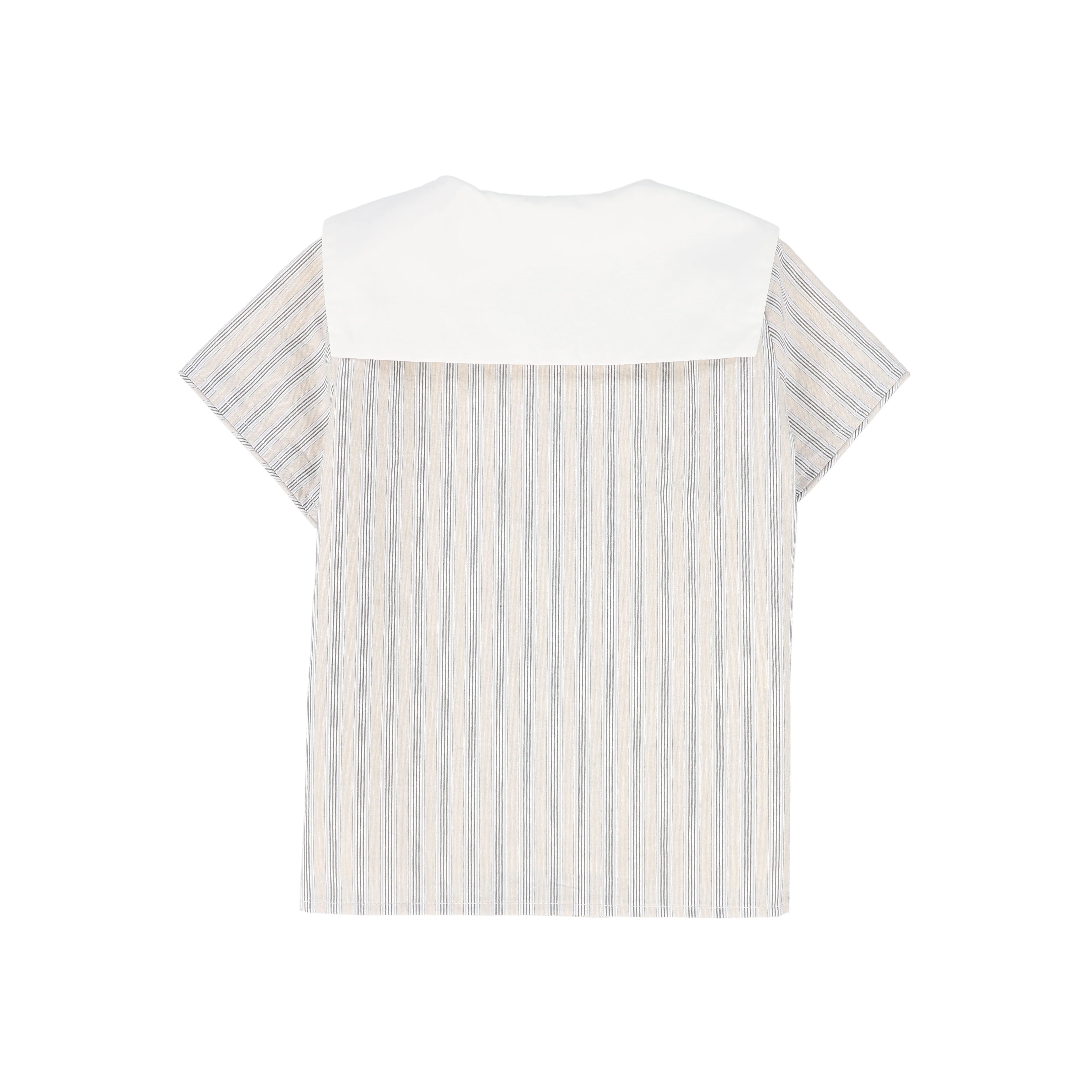 LE BOURDON BEIGE DOUBLE STRIPE SAILOR COLLAR BLOUSE [FINAL SALE] - Image 2