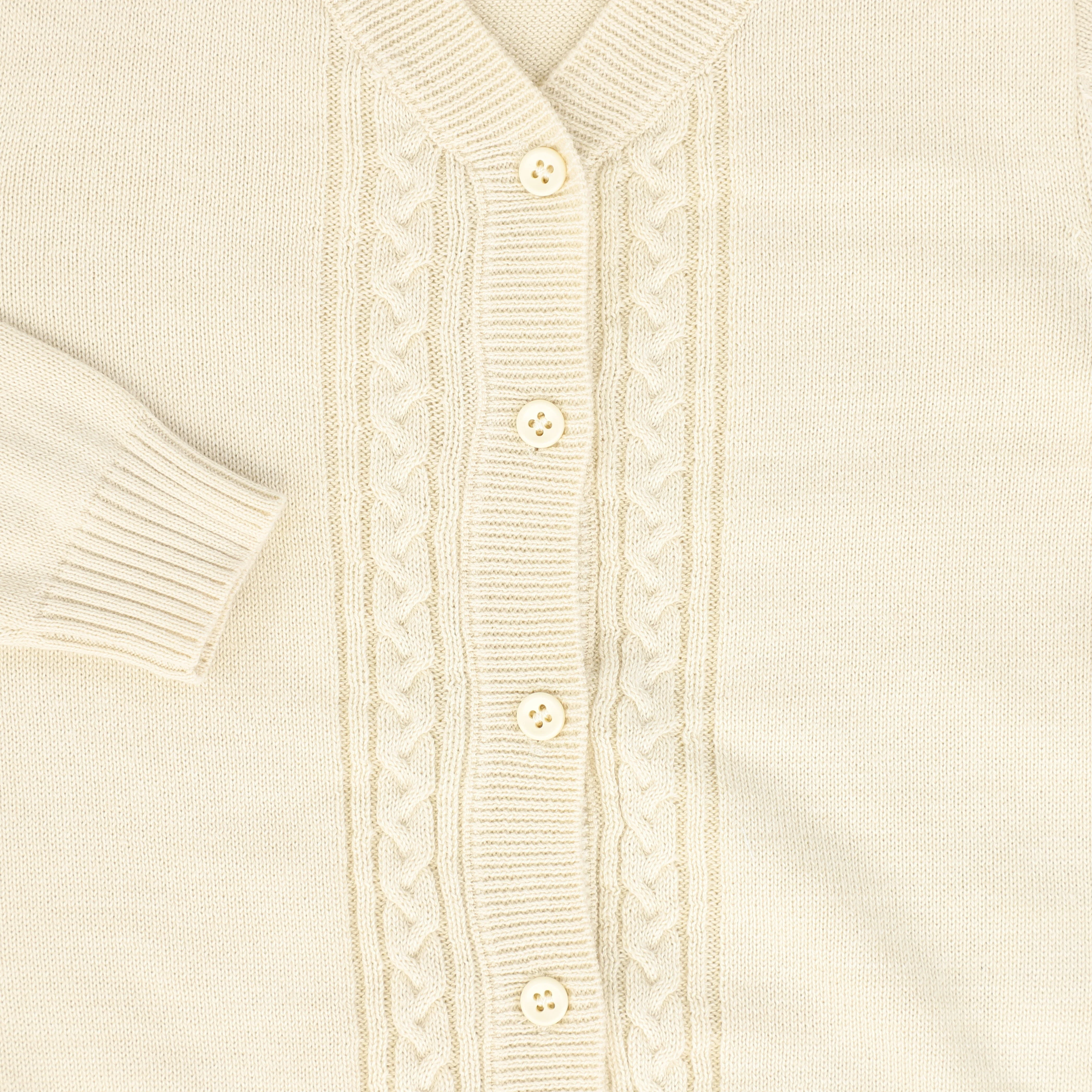 LE BOURDON BEIGE KNIT CABLE STRIPE COLLAR CARDIGAN [FINAL SALE] - Image 3