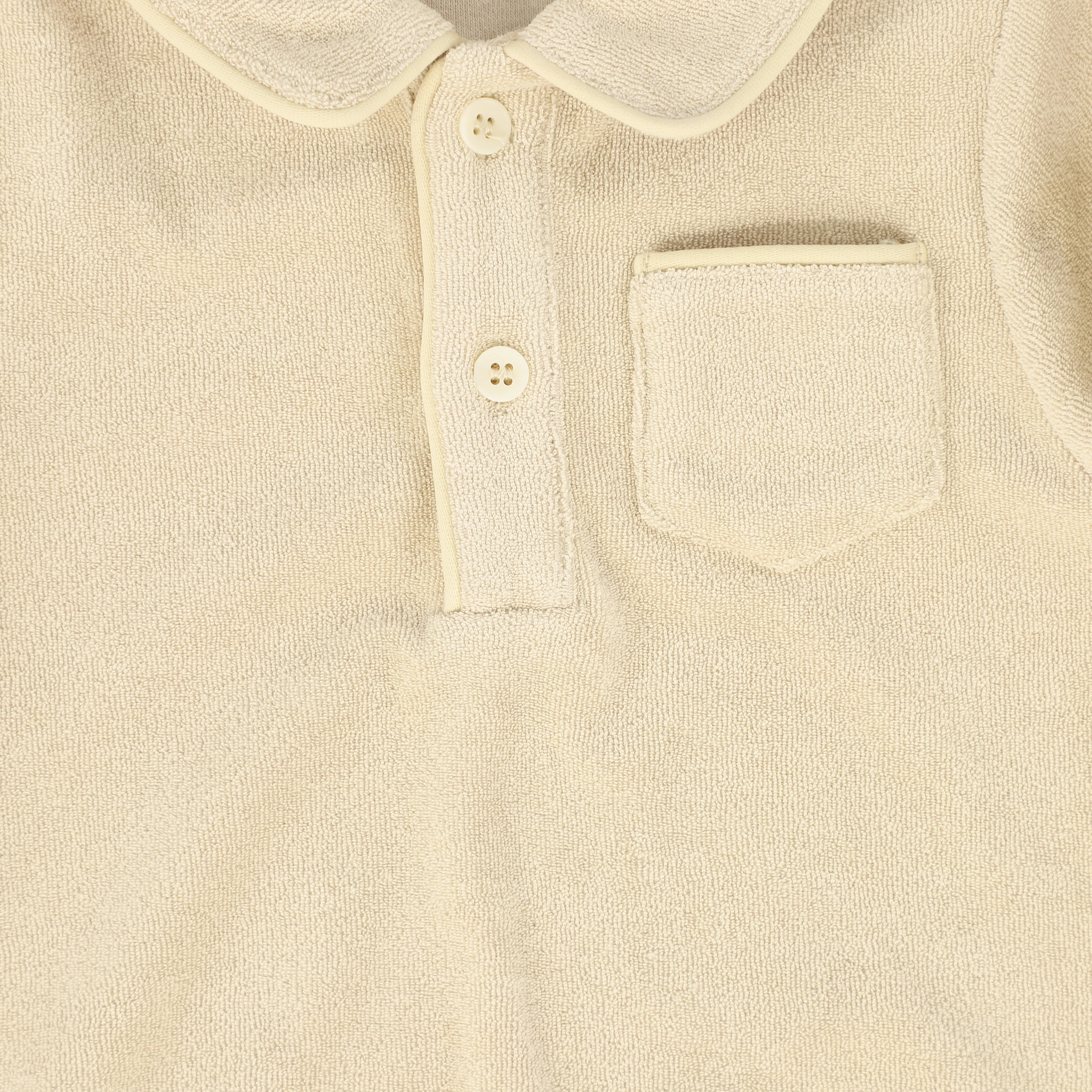 LE BOURDON BEIGE PIPED TRIM TERRY POLO [FINAL SALE] - Image 3