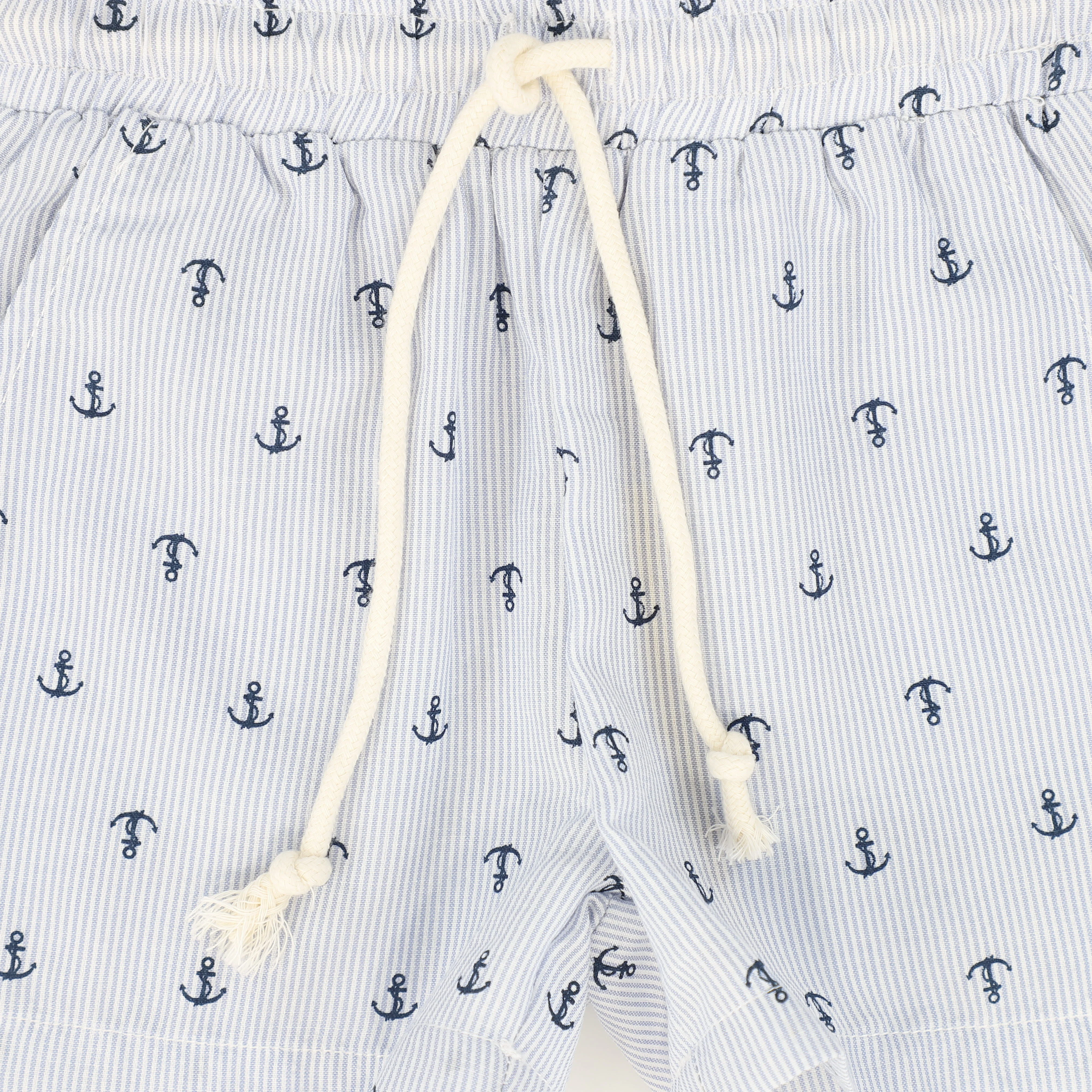 LE BOURDON BLUE ANCHOR PRINT SEERSUCKER SHORTS [FINAL SALE] - Image 3