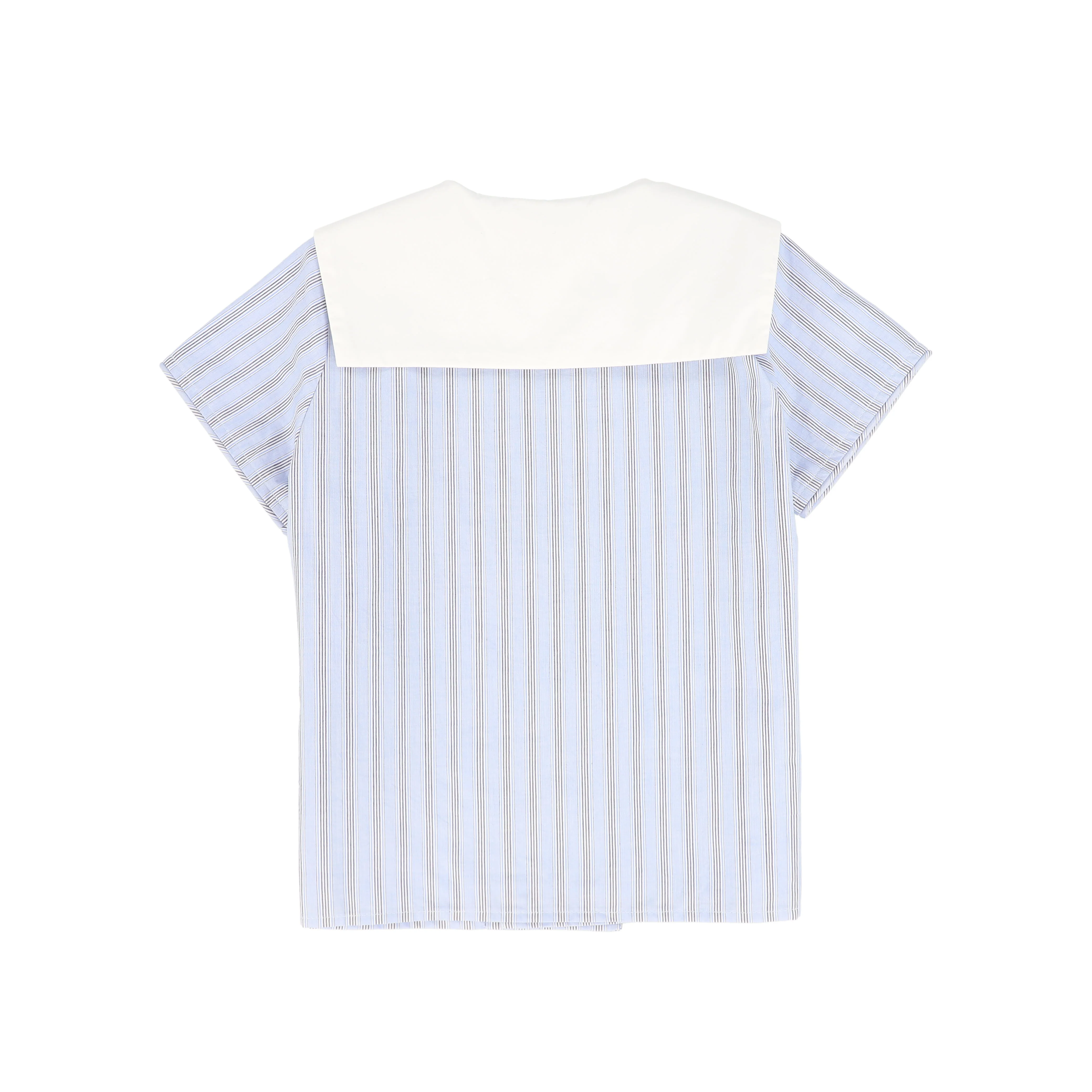 LE BOURDON BLUE DOUBLE STRIPE SAILOR COLLAR BLOUSE [FINAL SALE] - Image 2