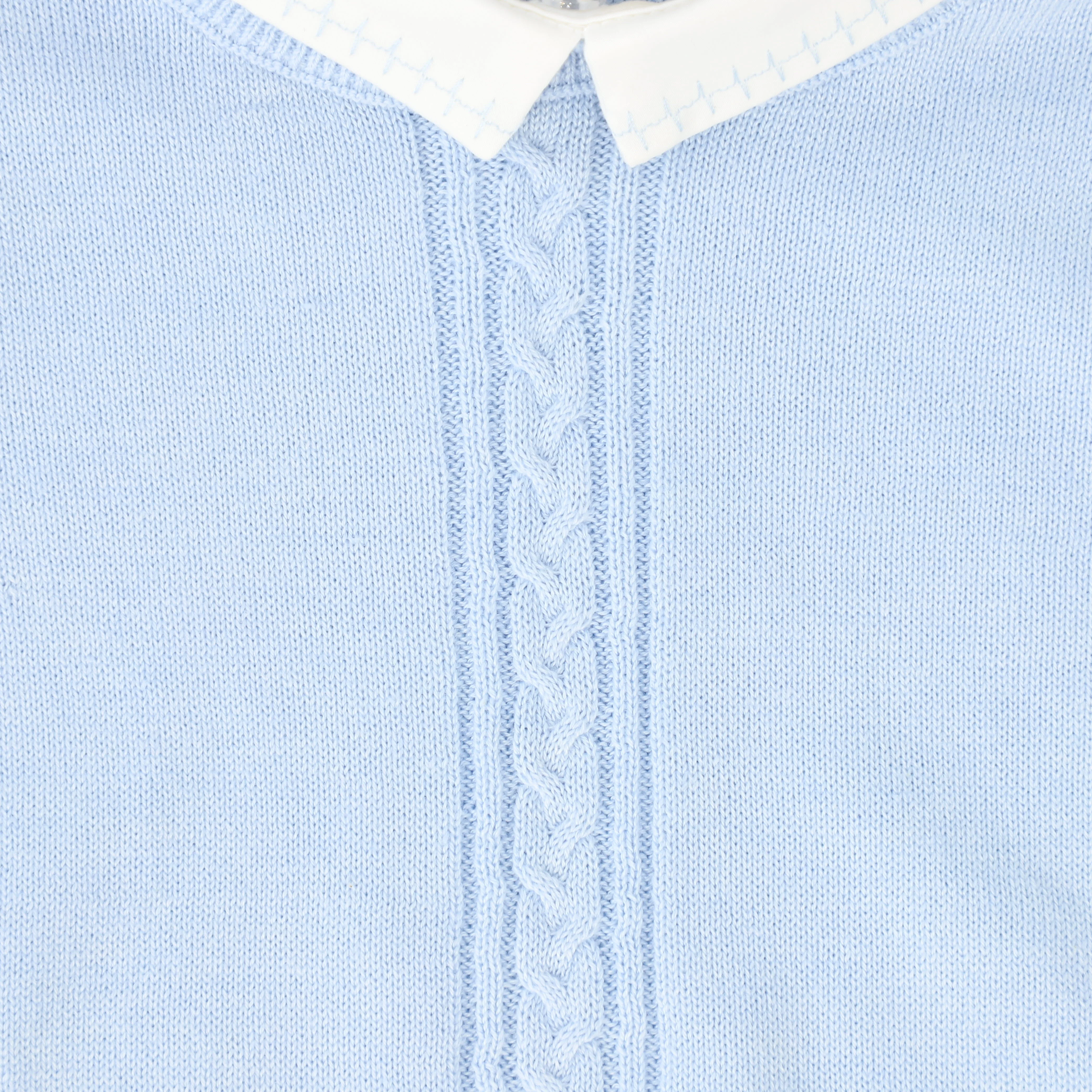 LE BOURDON BLUE KNIT CABLE STRIPE COLLAR SWEATER [FINAL SALE] - Image 3