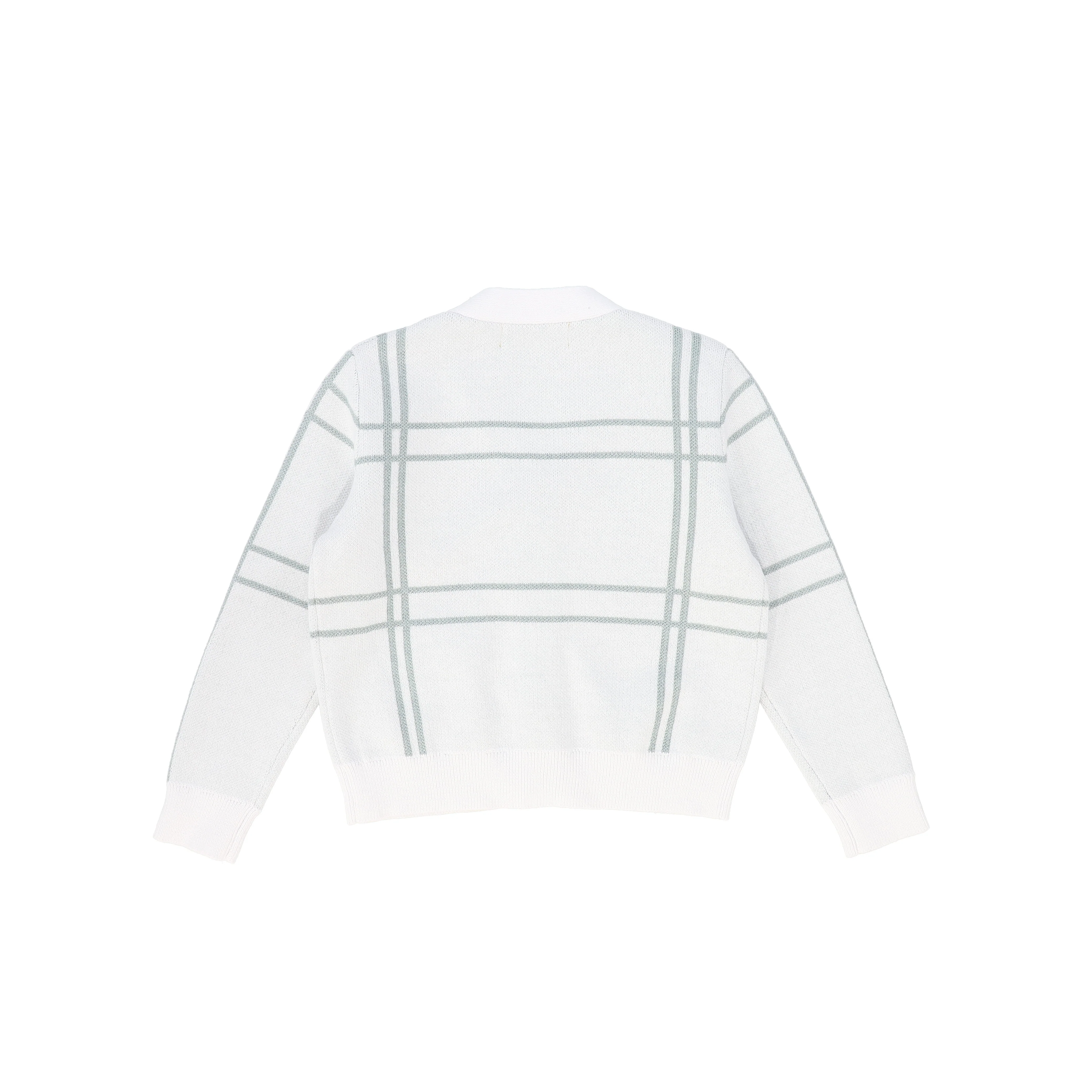 LE BOURDON GREEN KNIT WINDOWPANE BUTTON CARDIGAN [FINAL SALE] - Image 2