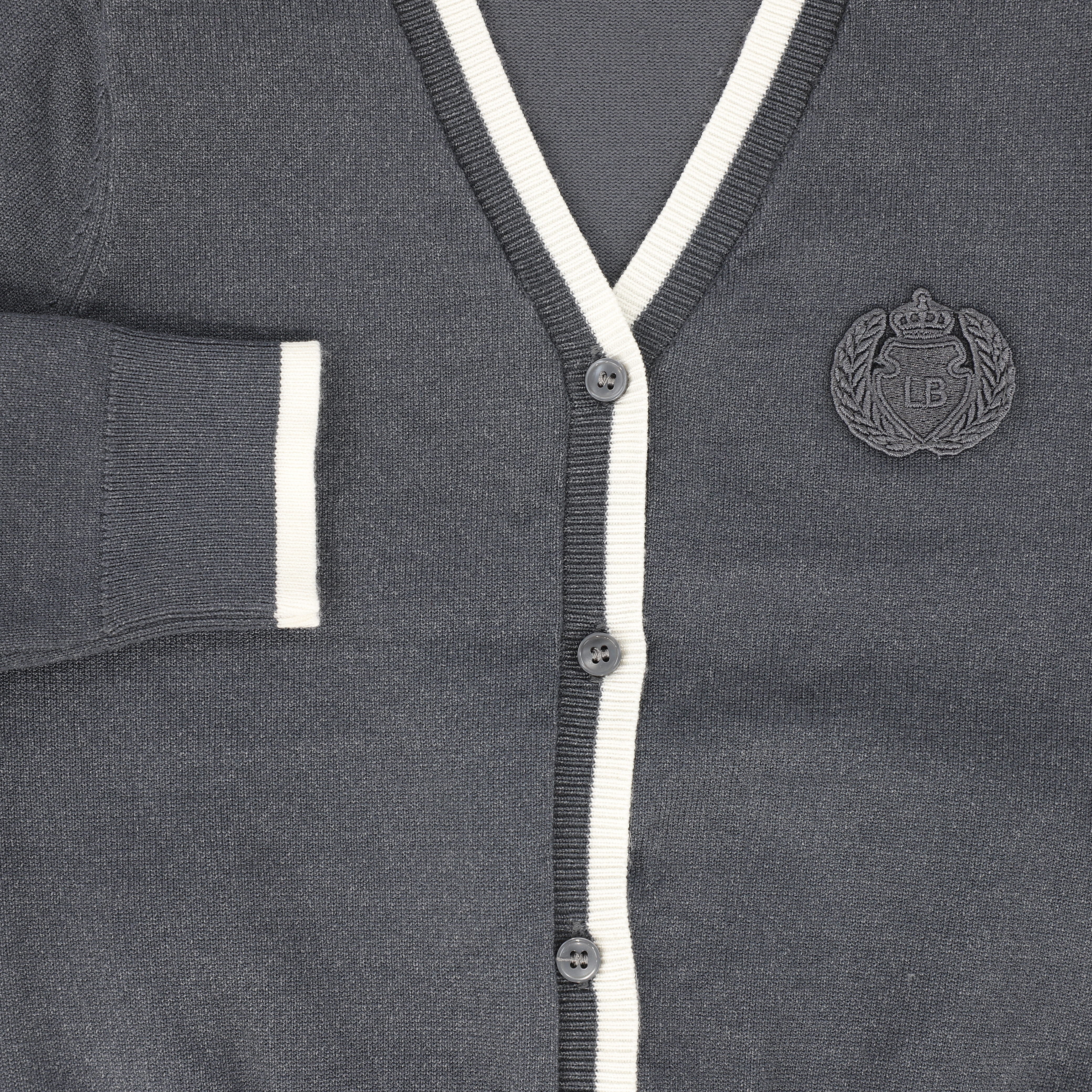 LE BOURDON GREY TRIM BORDER CARDIGAN [FINAL SALE] - Image 3