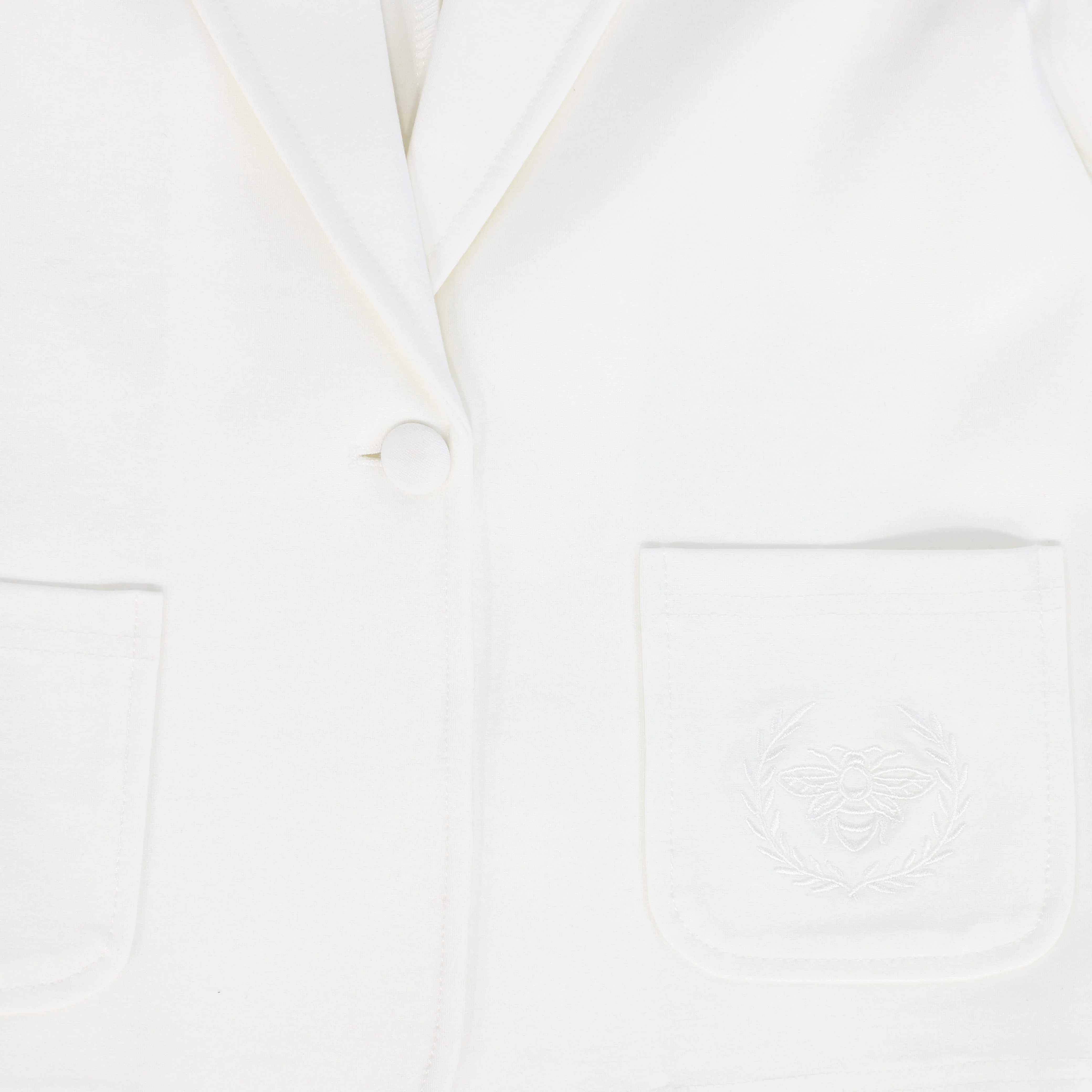 LE BOURDON IVORY PONTE EMBROIDERED POCKET BLAZER [FINAL SALE] - Image 3