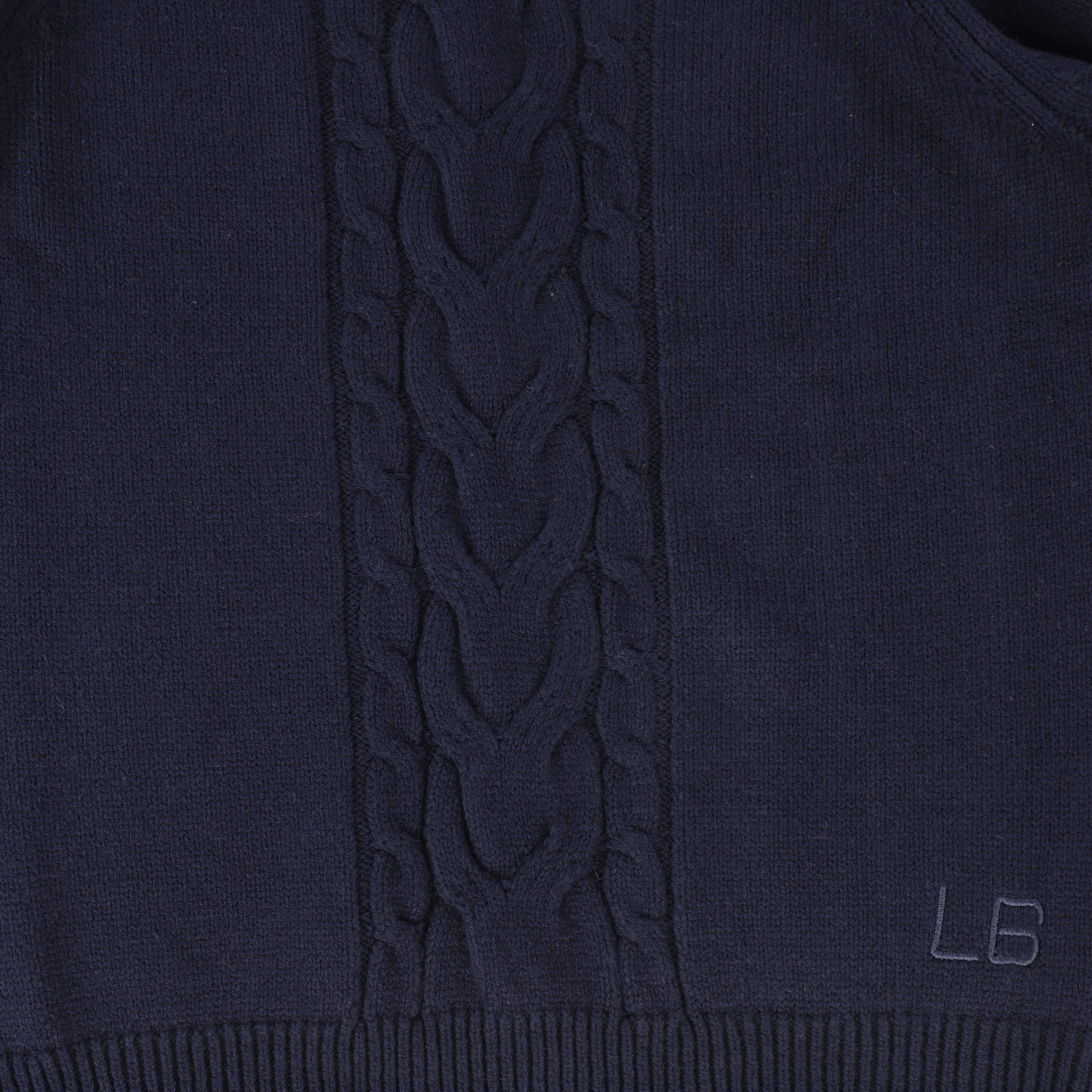 Le Bourdon Navy Braided Knit Crew Sweater [FINAL SALE] - Image 3