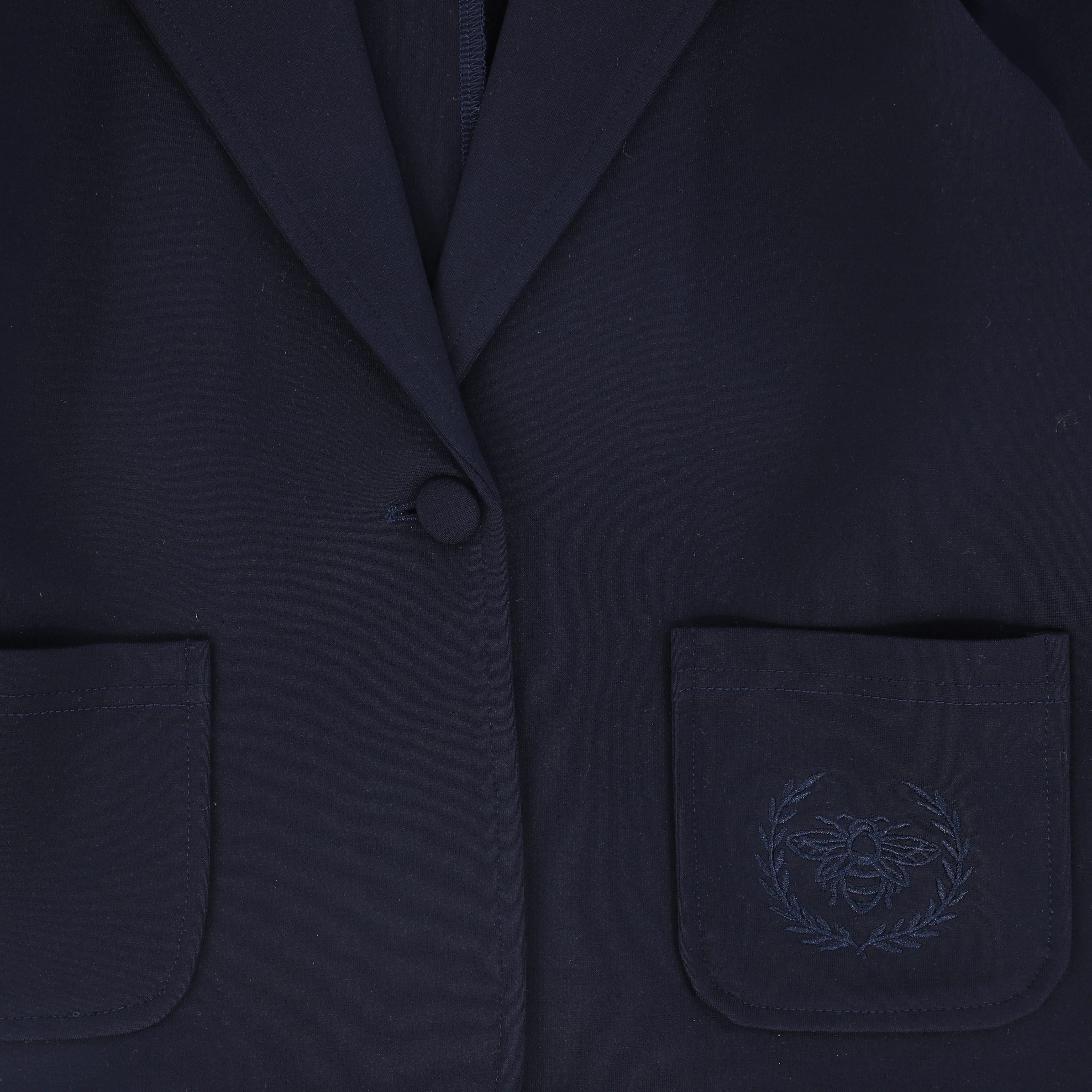 LE BOURDON NAVY PONTE EMBROIDERED POCKET BLAZER [FINAL SALE] - Image 3