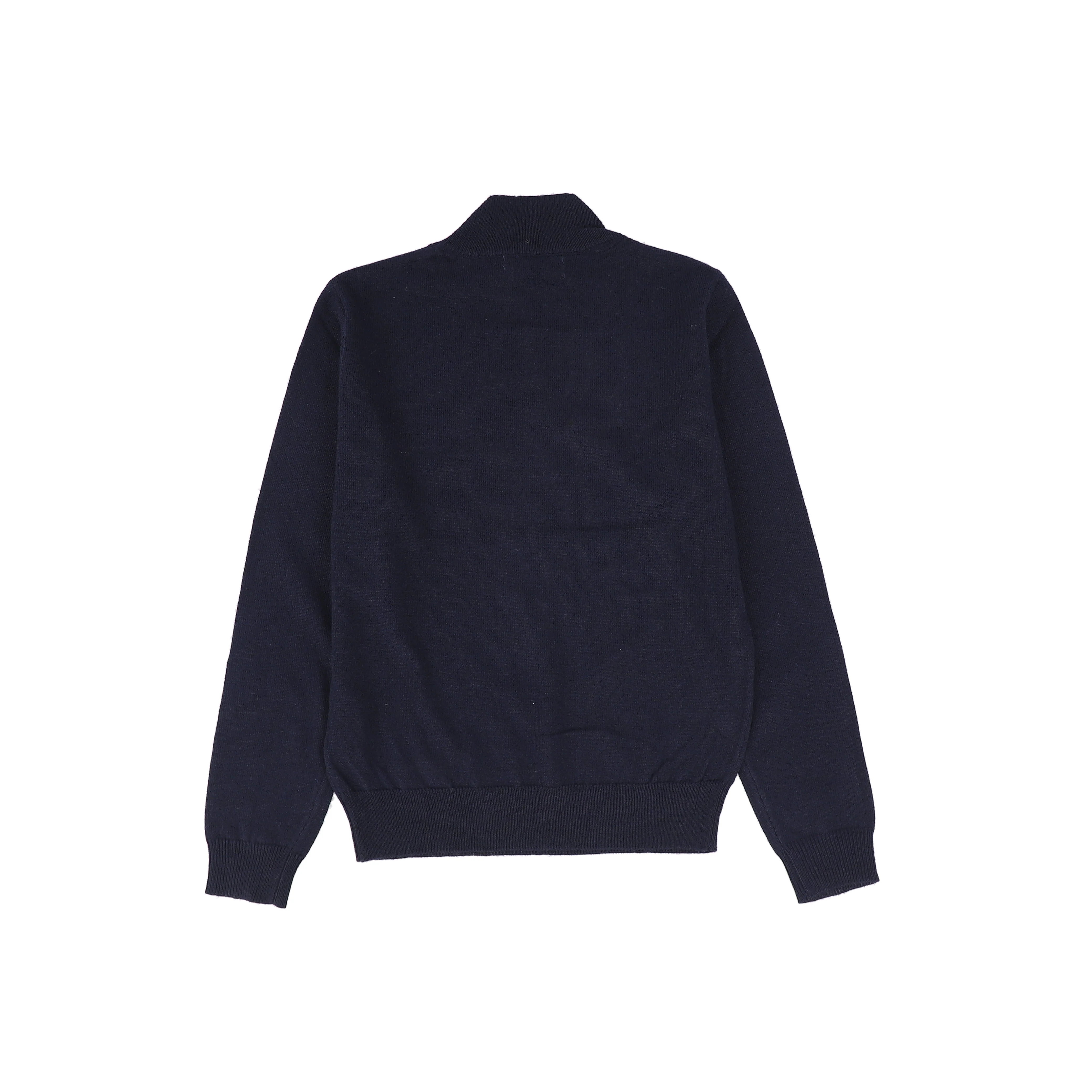 Le Bourdon Navy Silk Knit Mock Neck Sweater [FINAL SALE] - Image 2