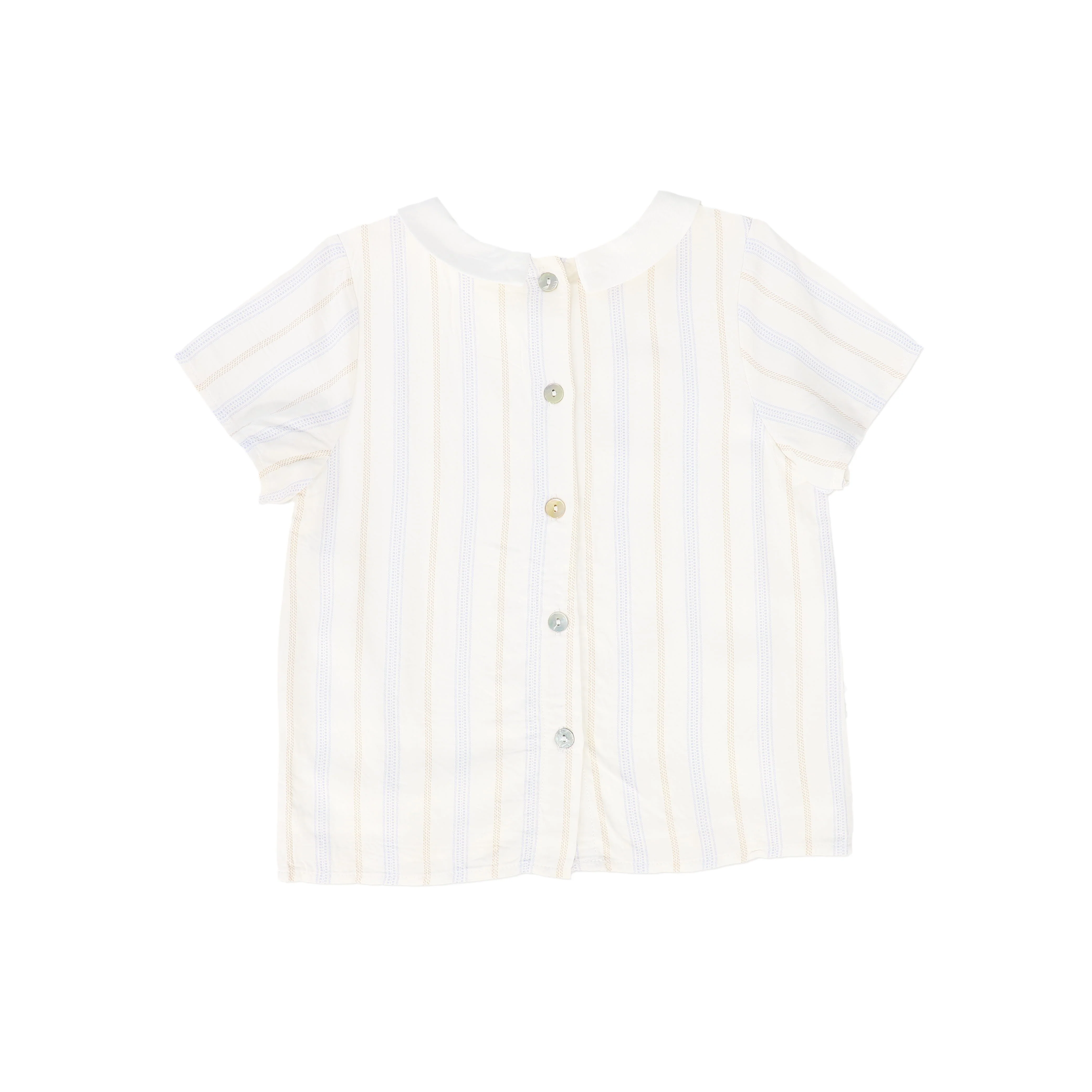 LE BOURDON IVORY/BLUE STRIPE COLLAR BLOUSE [FINAL SALE] - Image 2