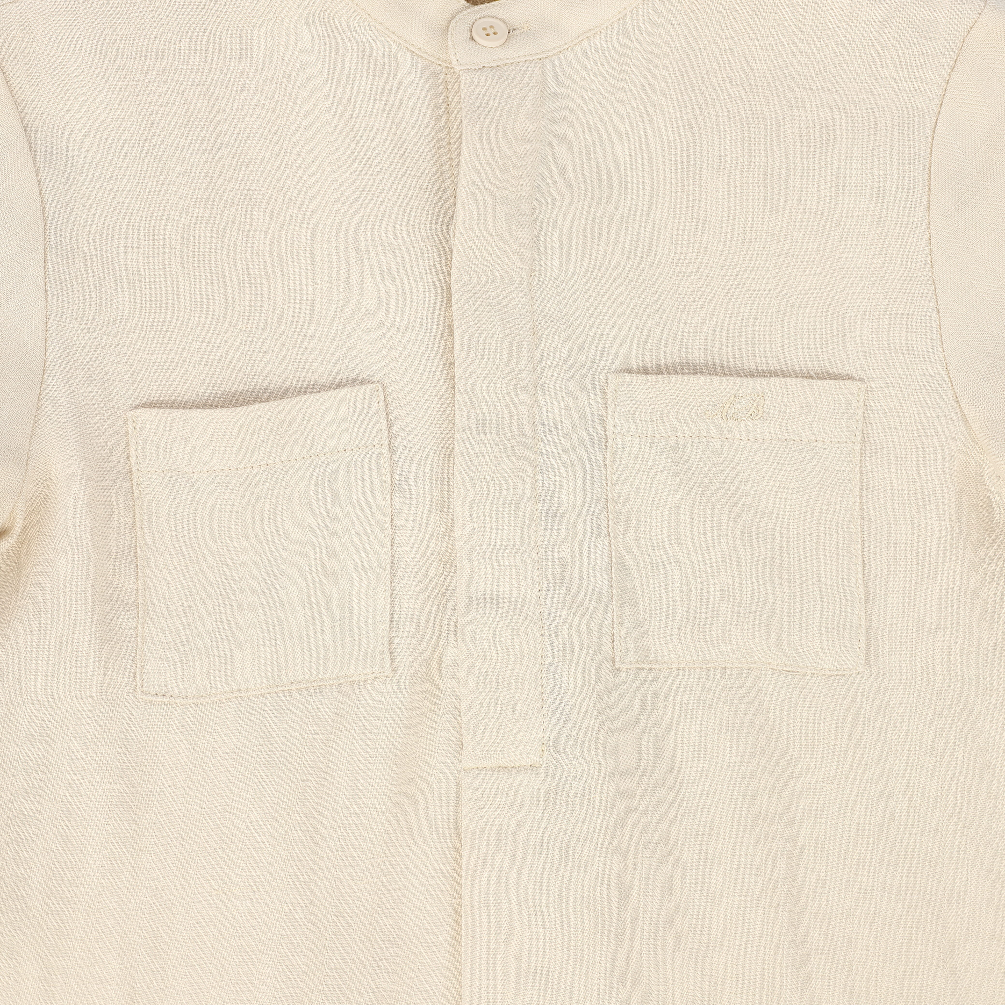 LE BOURDON TAN LINEN POCKET SHIRT [FINAL SALE] - Image 3