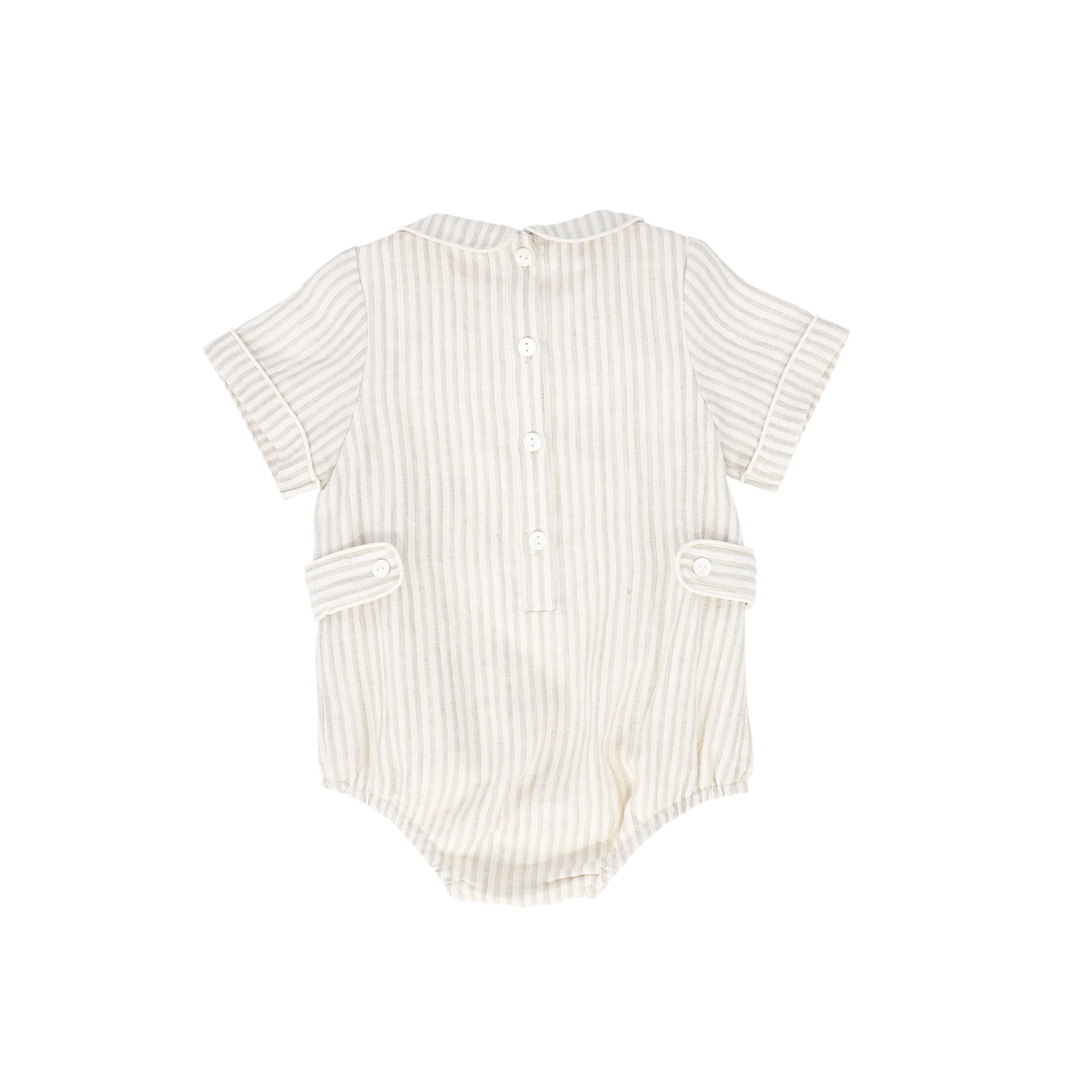 LE BOURDON TAN LINEN PLEAT ROMPER [FINAL SALE] - Image 2