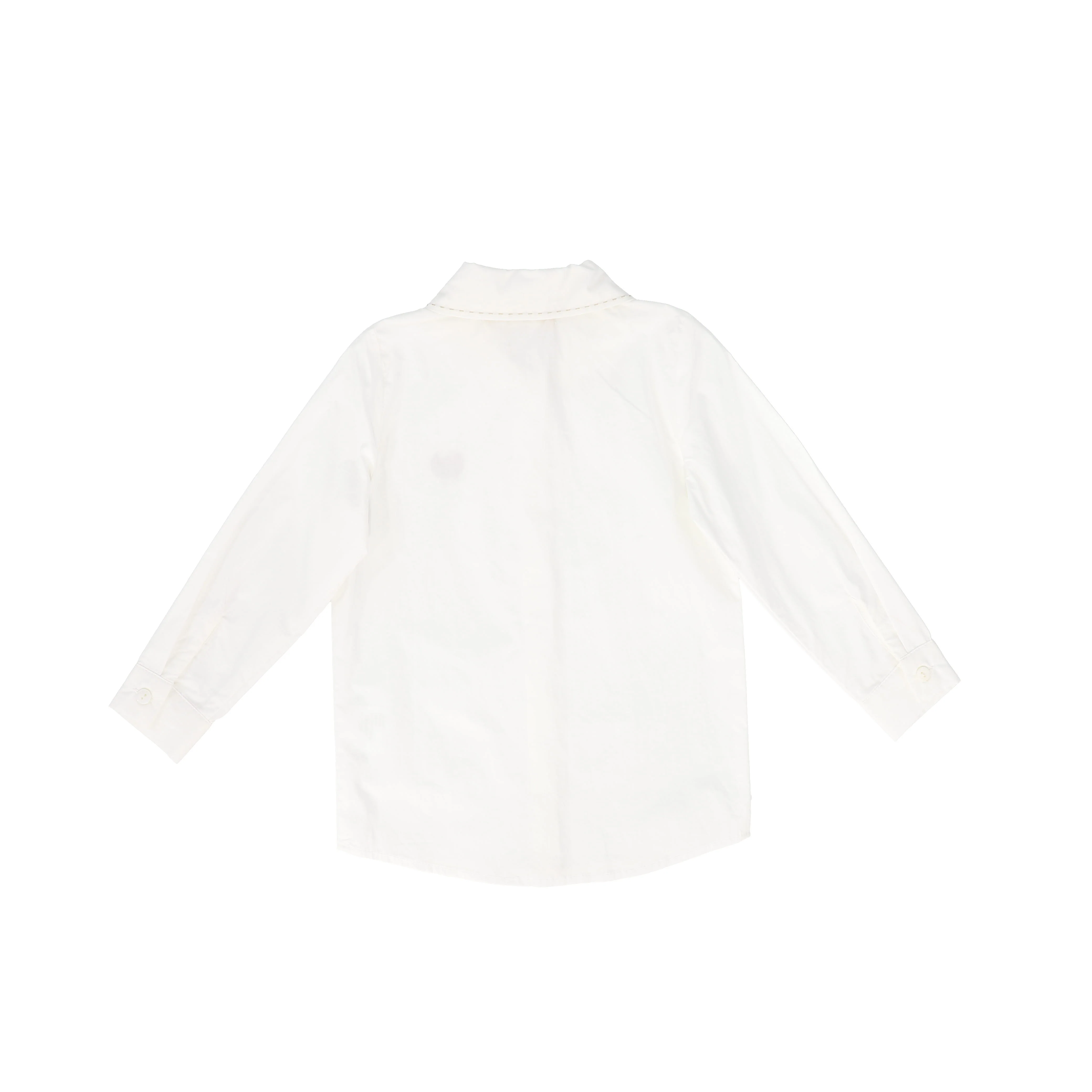 LE BOURDON WHITE/TAN SCALLOP STITCH BLOUSE [FINAL SALE] - Image 2