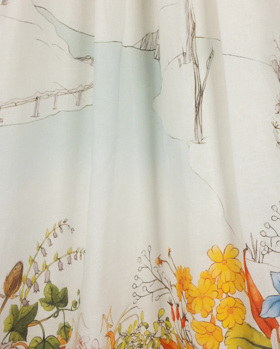 LILOU IVORY FLORAL LINEN PETER PAN COLLAR DRESS [FINAL SALE] - Image 2