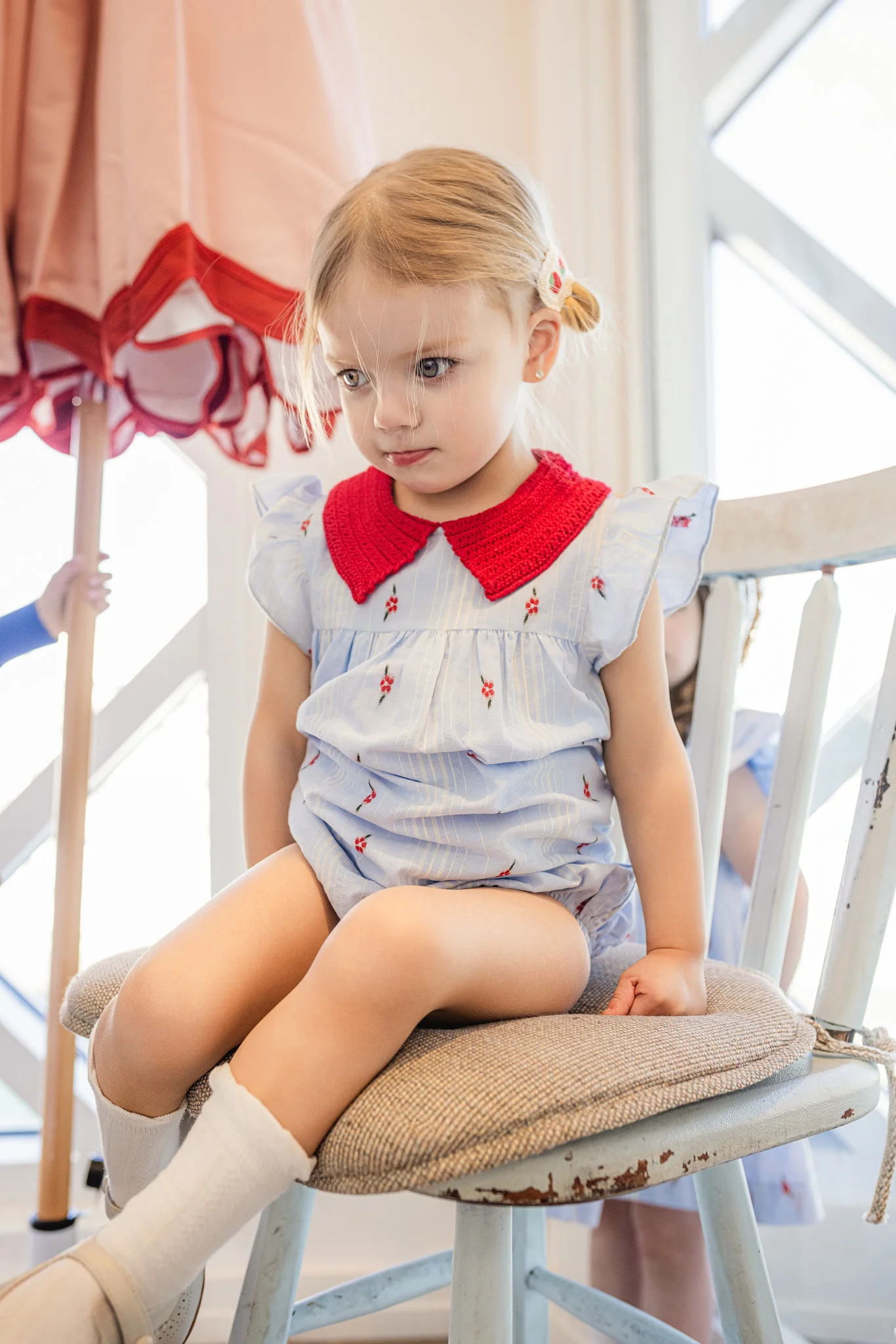 LIMONANA LIGHT BLUE/RED CROCHET COLLAR ROMPER [FINAL SALE] - Image 2