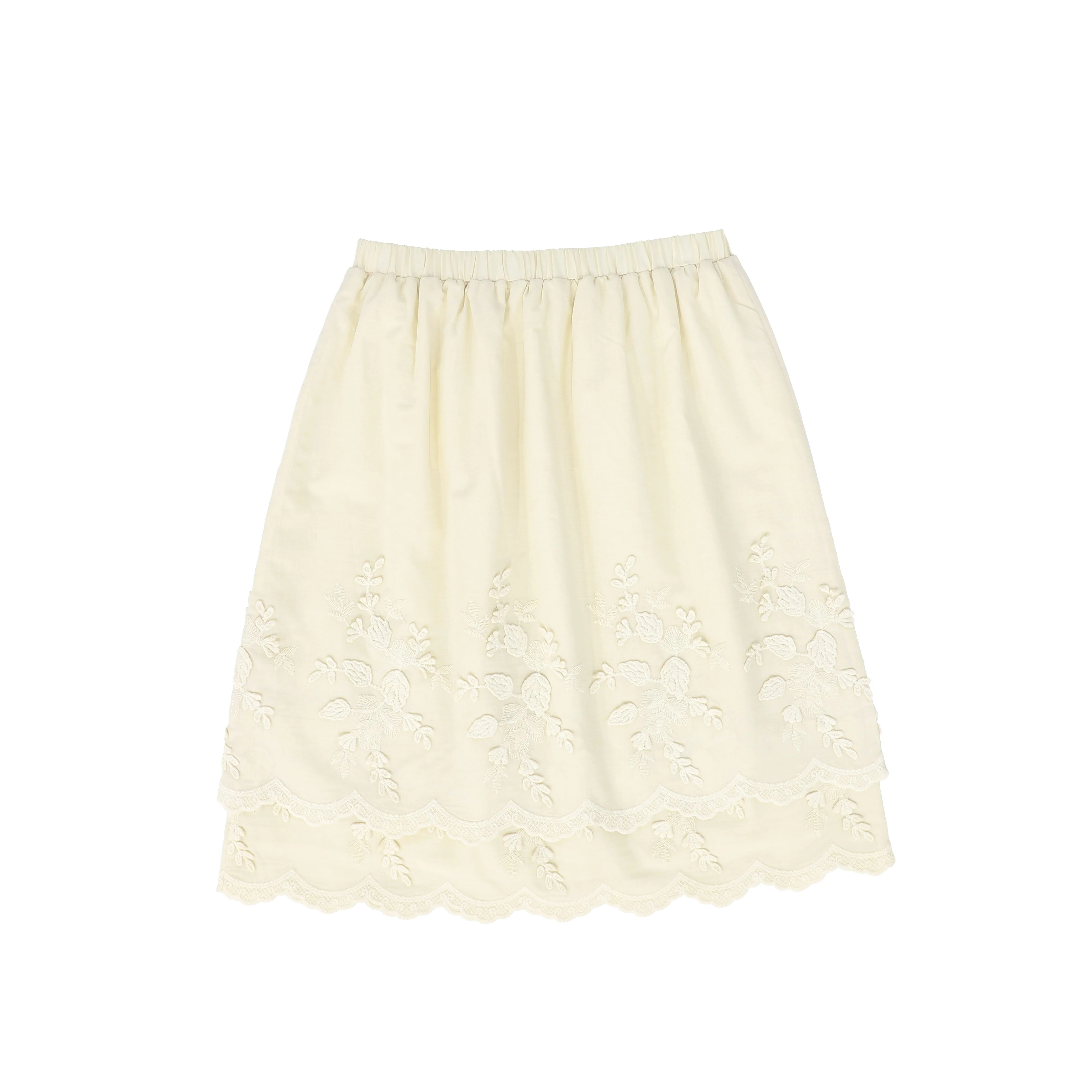 LRDM PETITS BEIGE FLOWER APPLIQUE SKIRT [FINAL SALE] - Image 2
