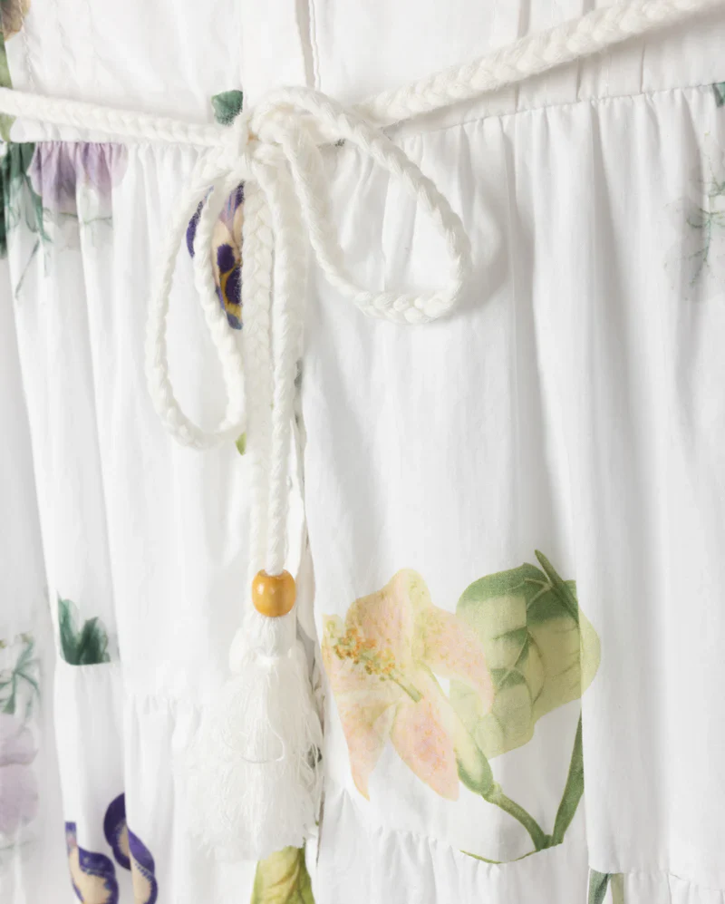 MINIMAL WHITE GARDEN FLORAL TIERED DRESS [FINAL SALE] - Image 2