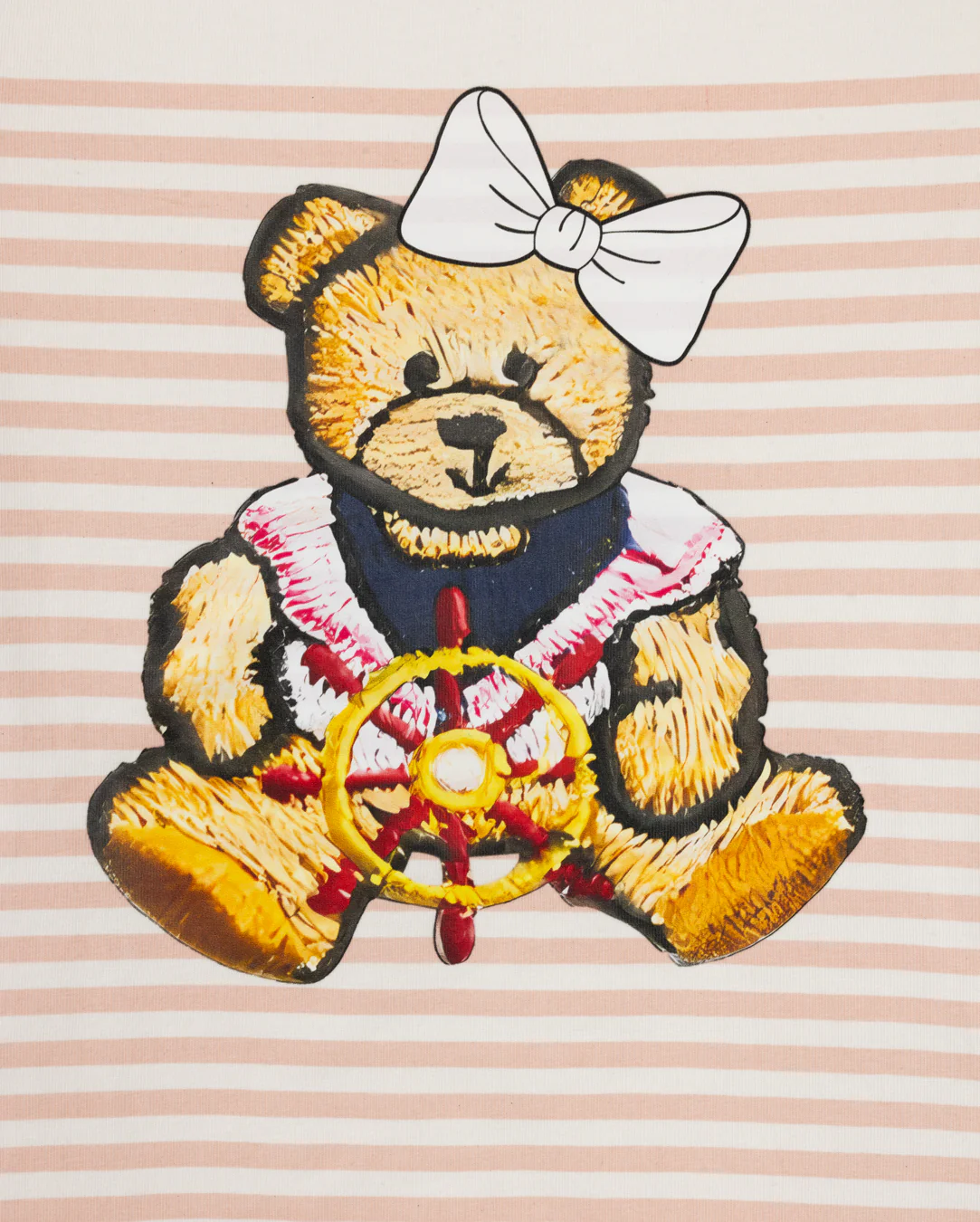 PHIL AND PHOEBE PINK TEDDY BEAR HALF STRIPED T-SHIRT [FINAL SALE] - Image 2