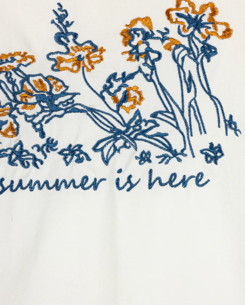 PHIL AND PHOEBE WHITE EMBROIDERED DETAIL T-SHIRT [FINAL SALE] - Image 2