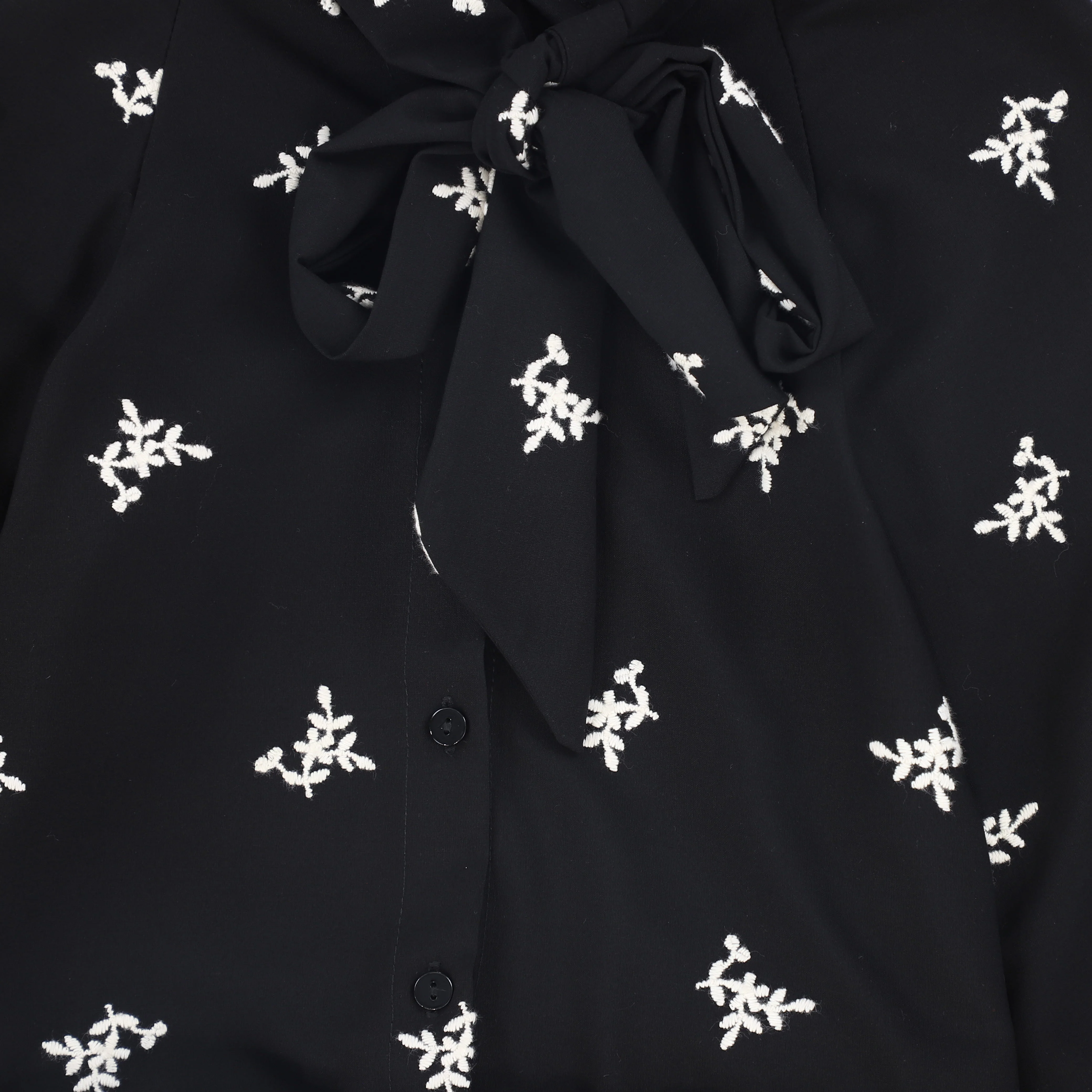 PICCOLA LUDO BLACK EMBROIDERED FLORAL TIE DRESS [FINAL SALE] - Image 3