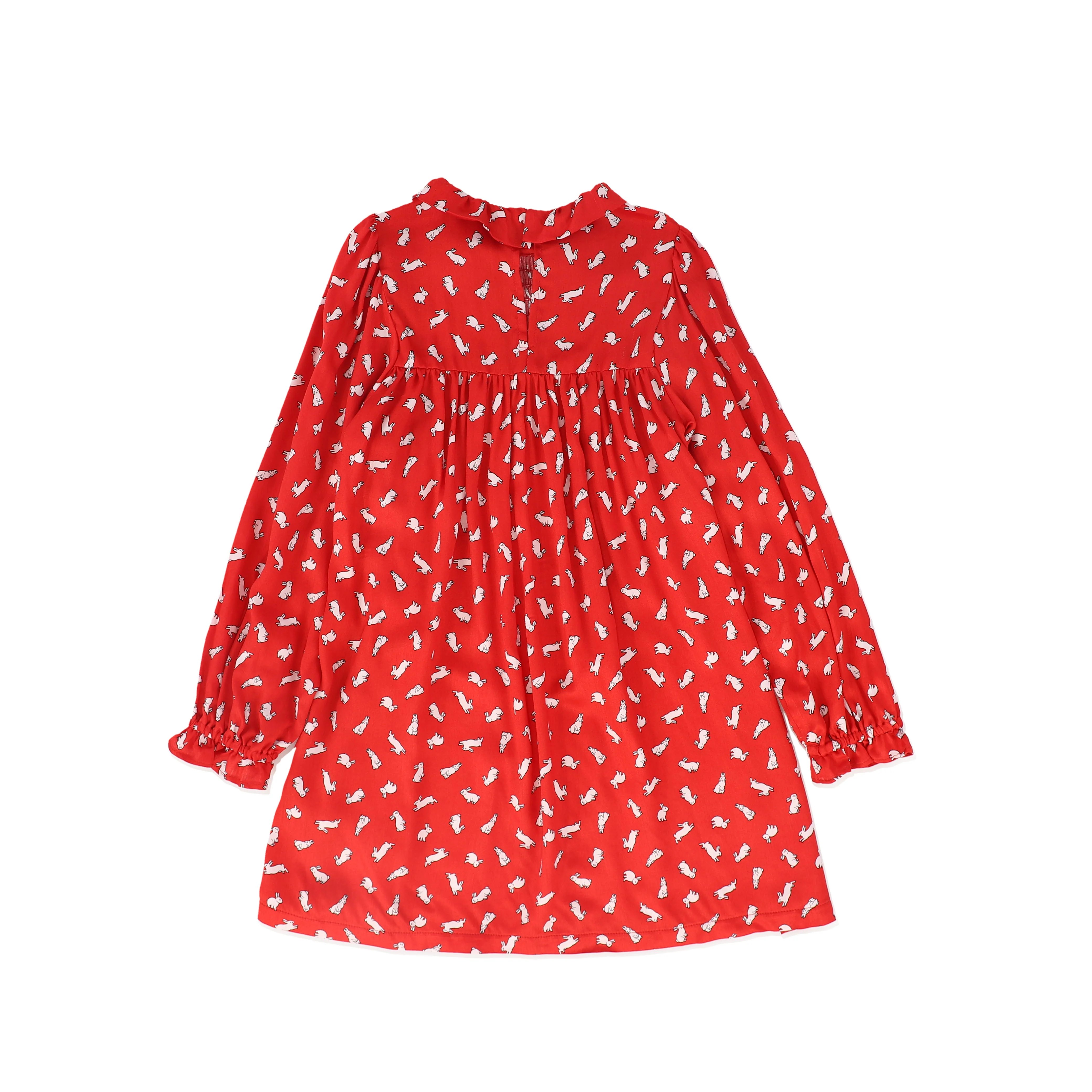 PICCOLA LUDO RED BUNNY PRINT SMOCK DRESS [FINAL SALE] - Image 2