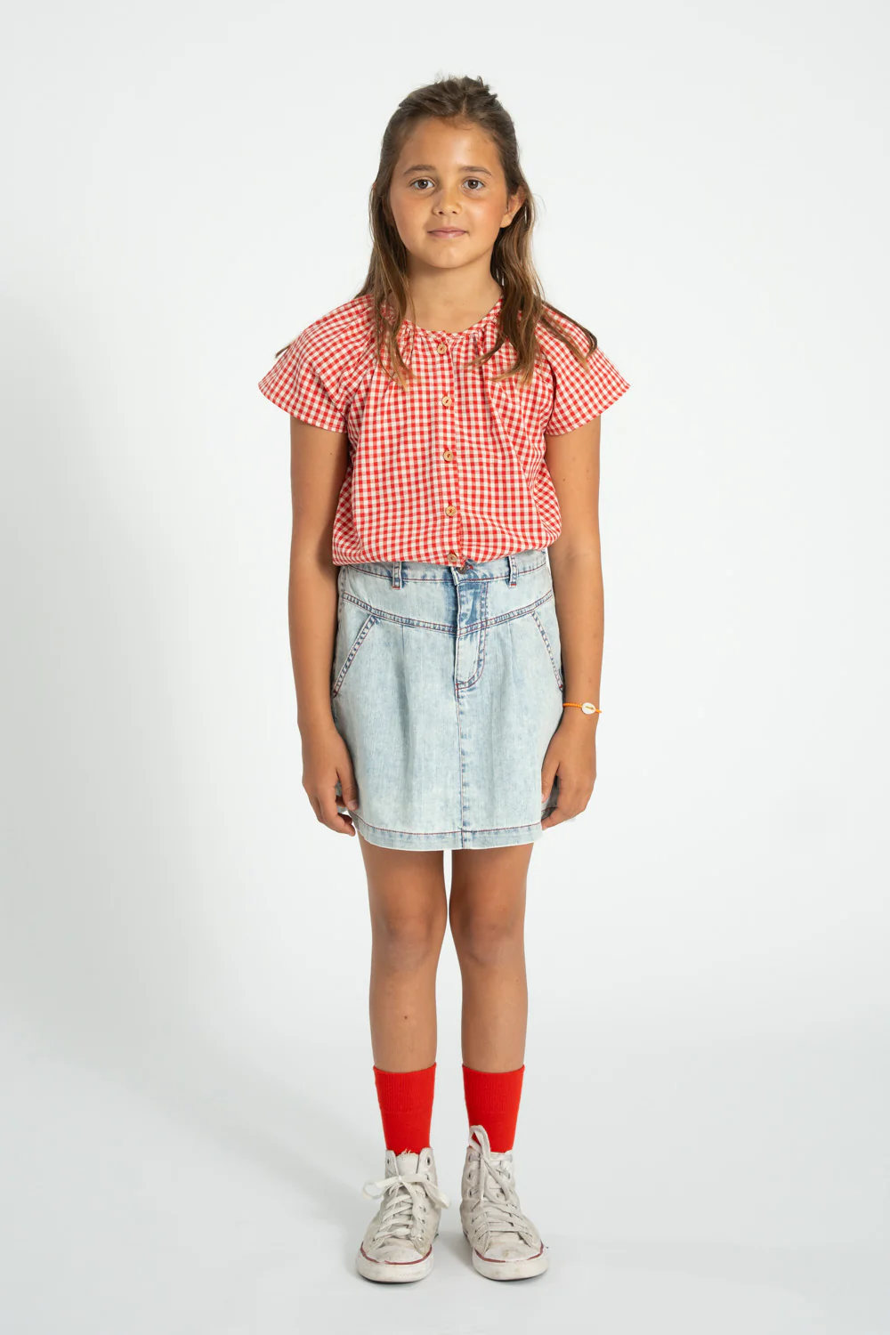 PIUPIUCHICK LIGHT BLUE DENIM STITCHED SKIRT [FINAL SALE] - Image 3