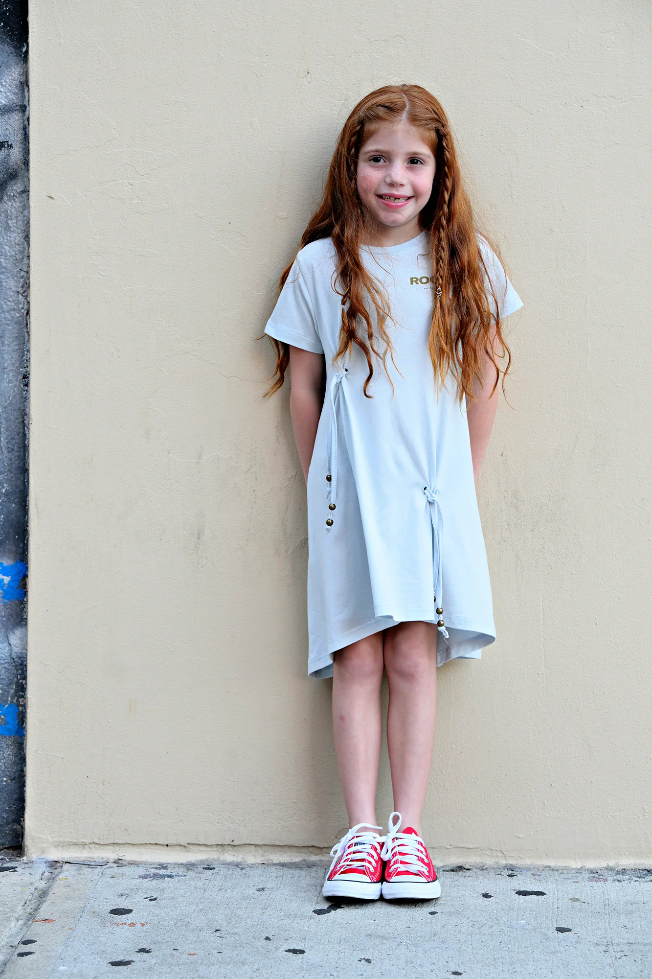 ROOIE AND FRIENDS BLUE GATHERED TIE DRESS [FINAL SALE] - Image 2
