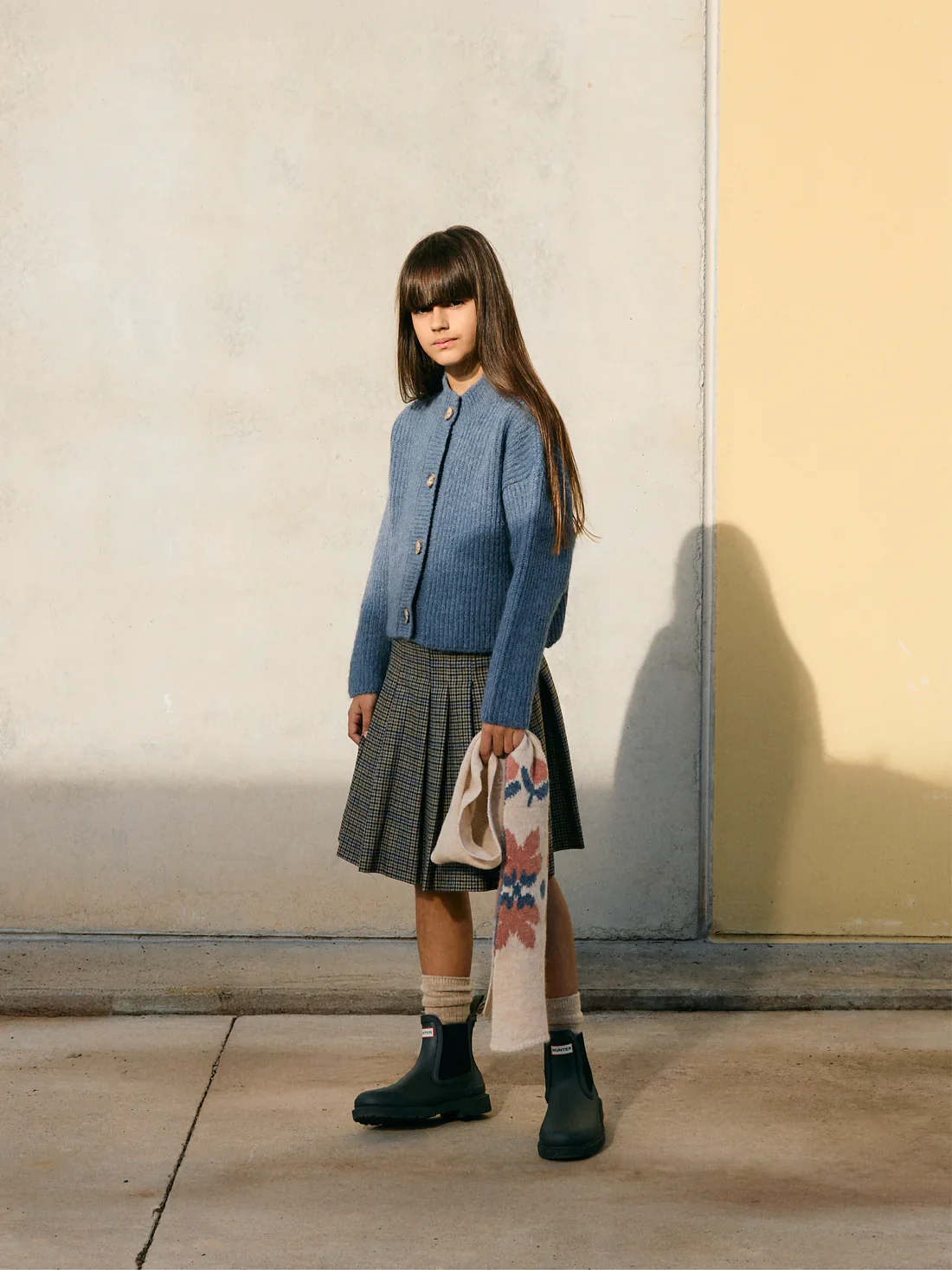 TANGERINE OLIVE GREEN HOUNDSTOOTH PLEAT SKIRT [FINAL SALE] - Image 3