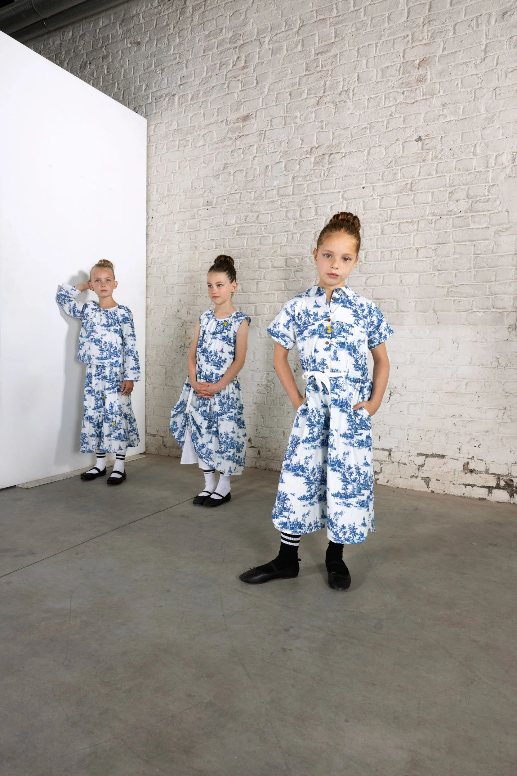 TNTRM BLUE TOILE RUFFLE HEM MIDI SKIRT [FINAL SALE] - Image 2