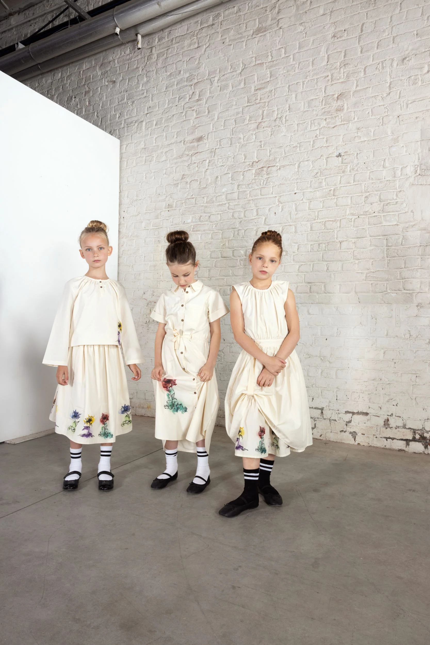 TNTRM BEIGE FLORAL GATHERED MIDI SKIRT [FINAL SALE] - Image 2