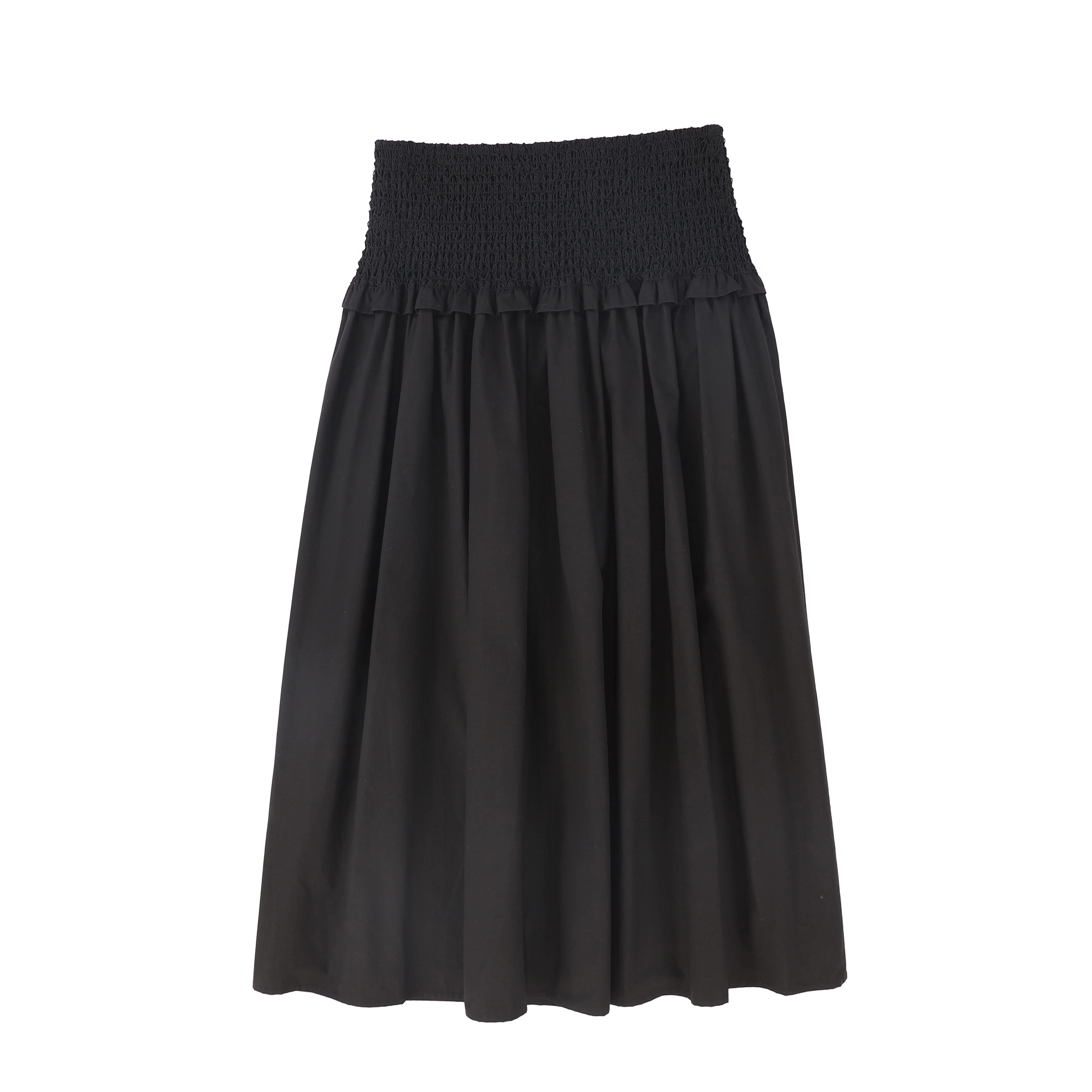 VALENTINA BLACK SMOCK WAIST COTTON SKIRT [FINAL SALE] - Image 2