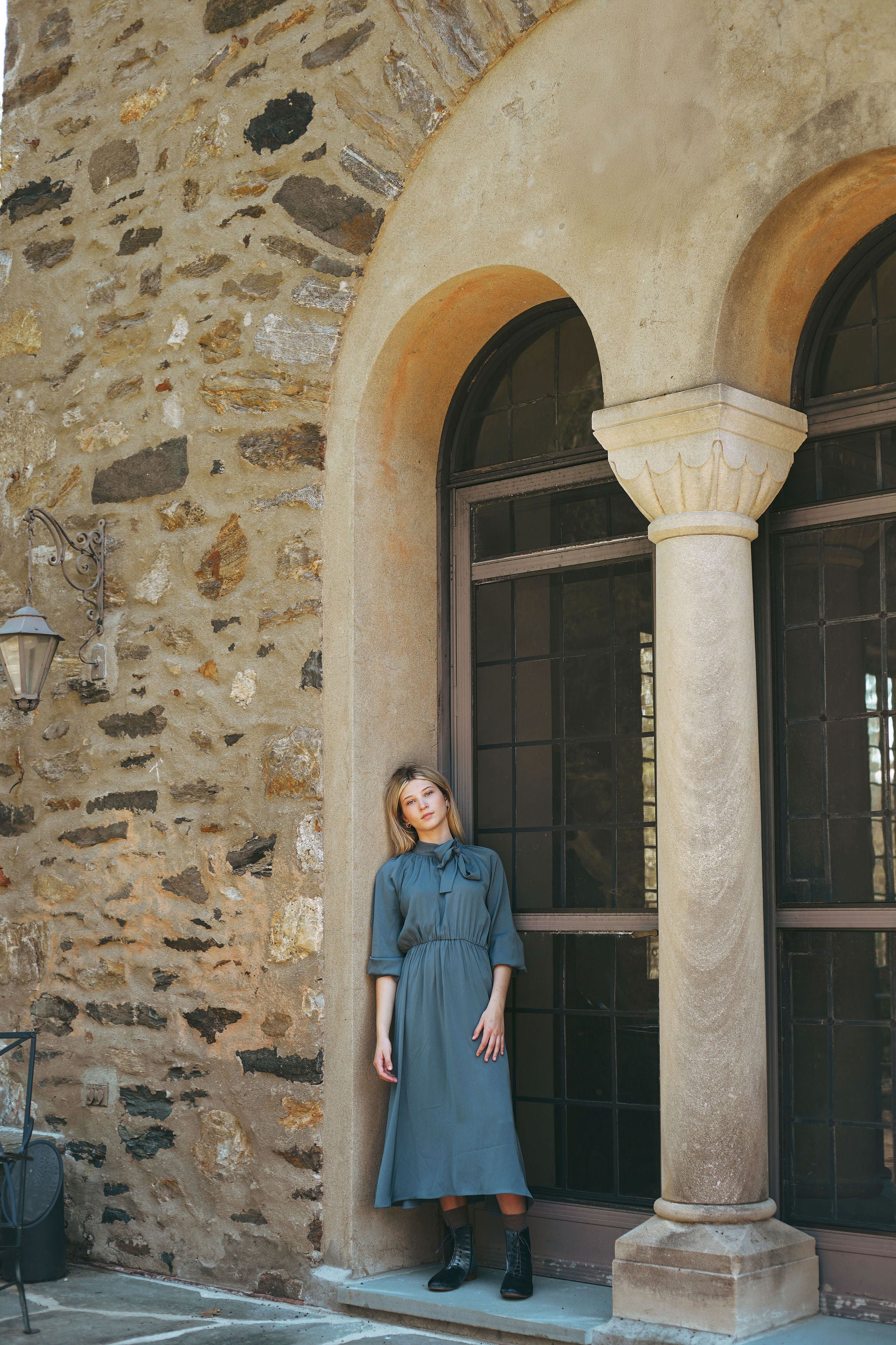 VALENTINA BLUE NECK TIE WAISTED DRESS [FINAL SALE] - Image 3