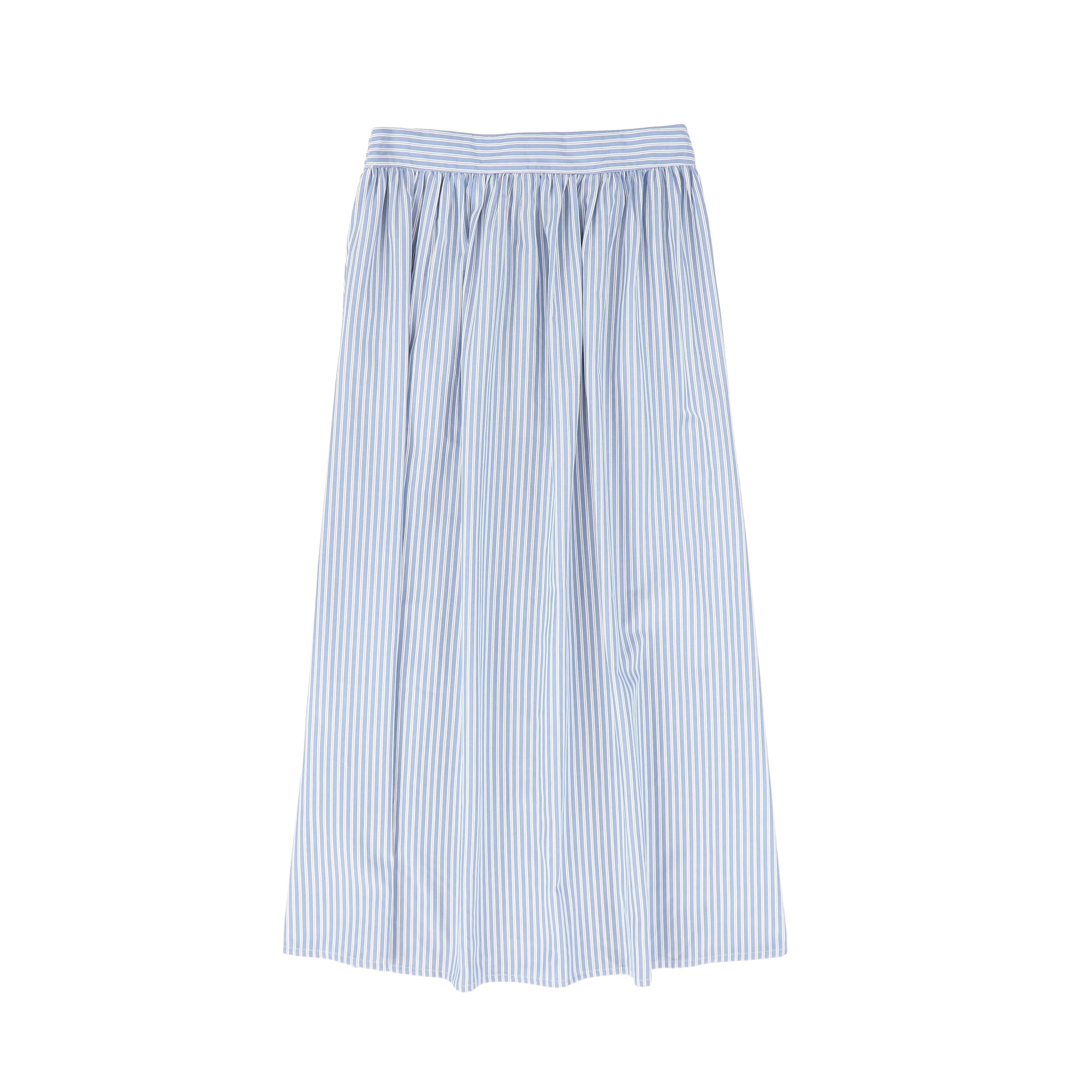 VALENTINA BLUE STRIPED POPLIN MAXI SKIRT [FINAL SALE] - Image 2