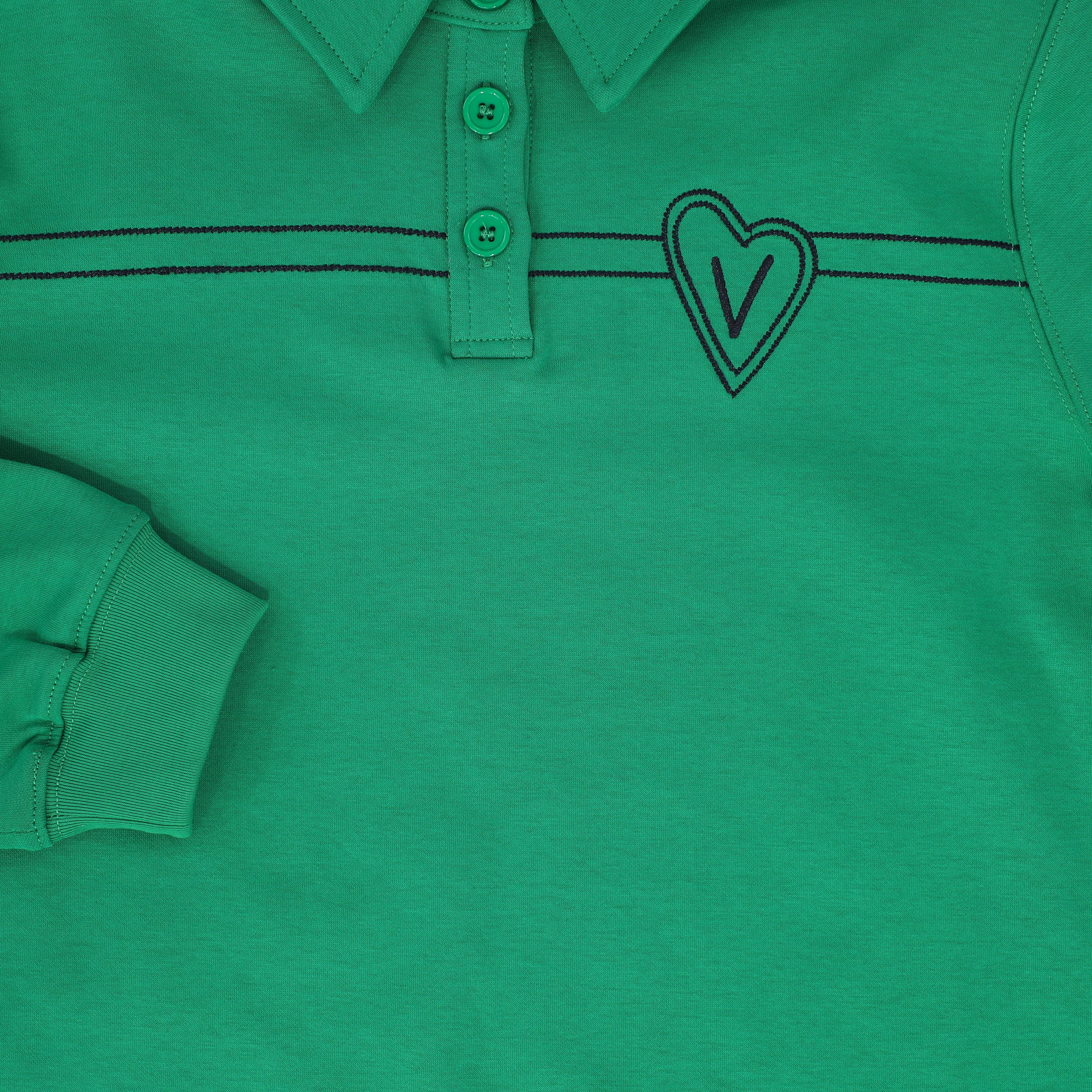 VALENTINA GREEN EMBROIDERED HEART POLO [FINAL SALE] - Image 3