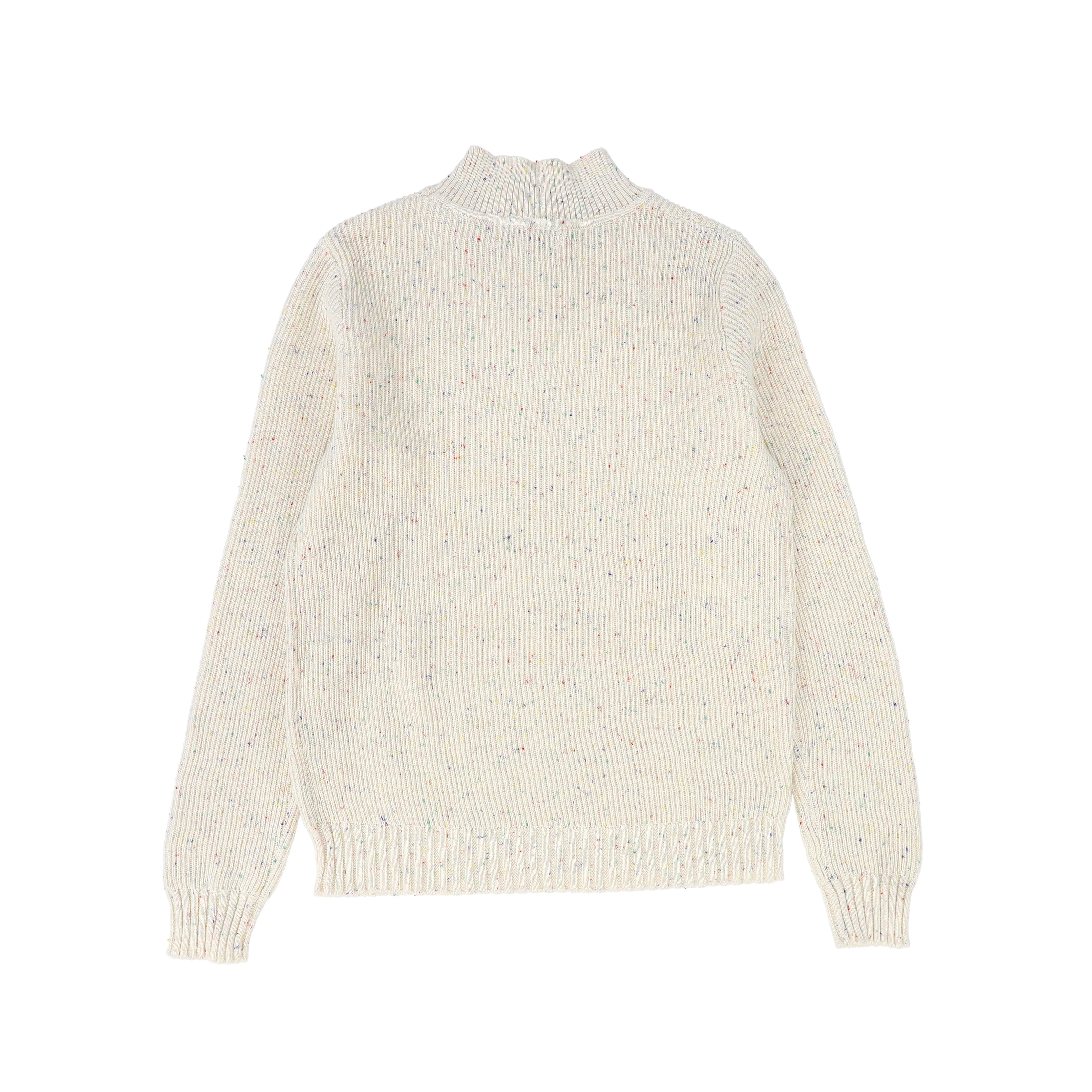 VALENTINA IVORY MELANGE RIBBED MOCK NECK SWEATER [FINAL SALE] - Image 2