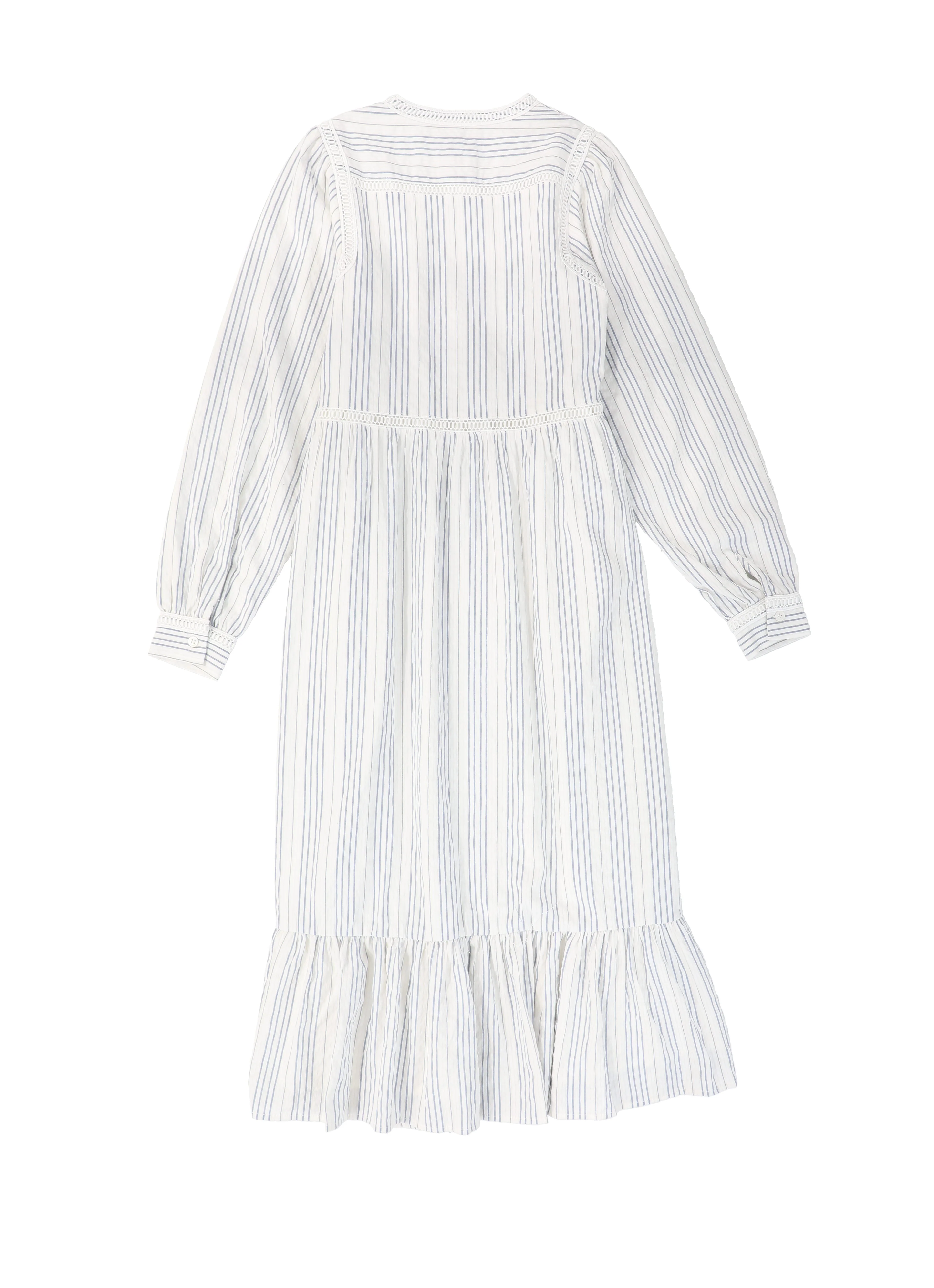 VALENTINA LIGHT BLUE STRIPED LACE TRIM DRESS [FINAL SALE] - Image 2
