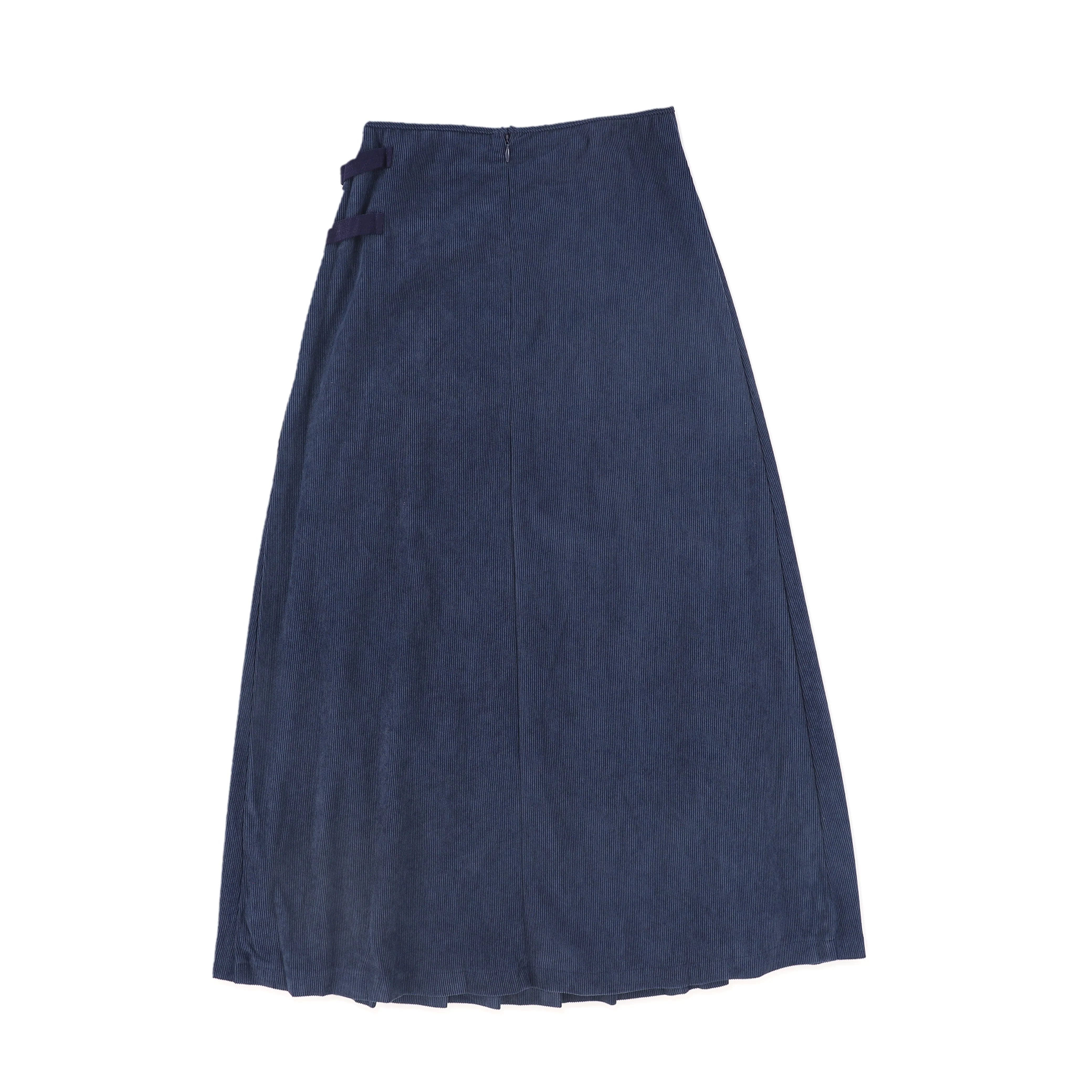 VALENTINA NAVY PLEATED BUCKLE MIDI SKIRT [FINAL SALE] - Image 2